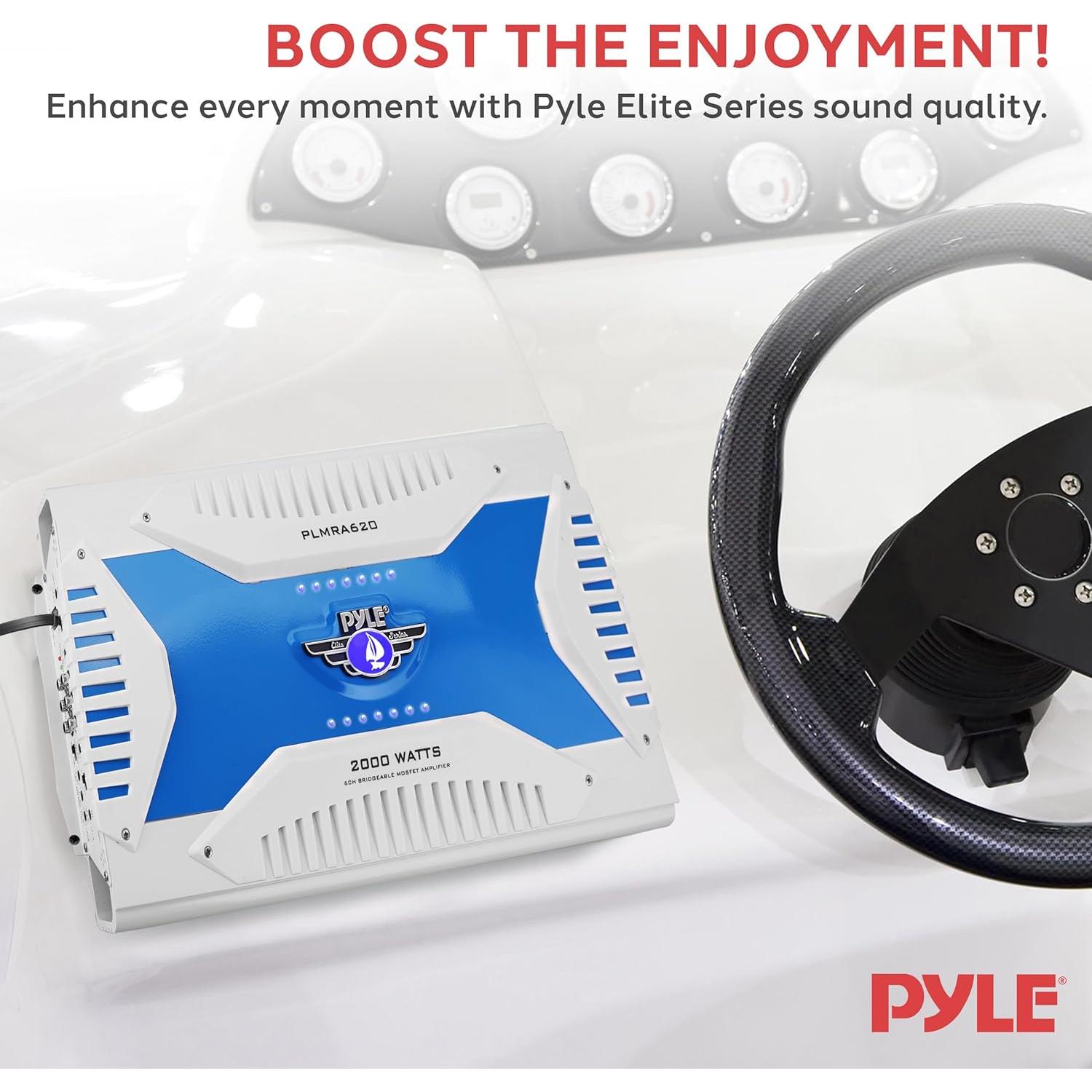 Amplificador Marino Pyle PLMRA620 6 Canales 2000W Impermeable