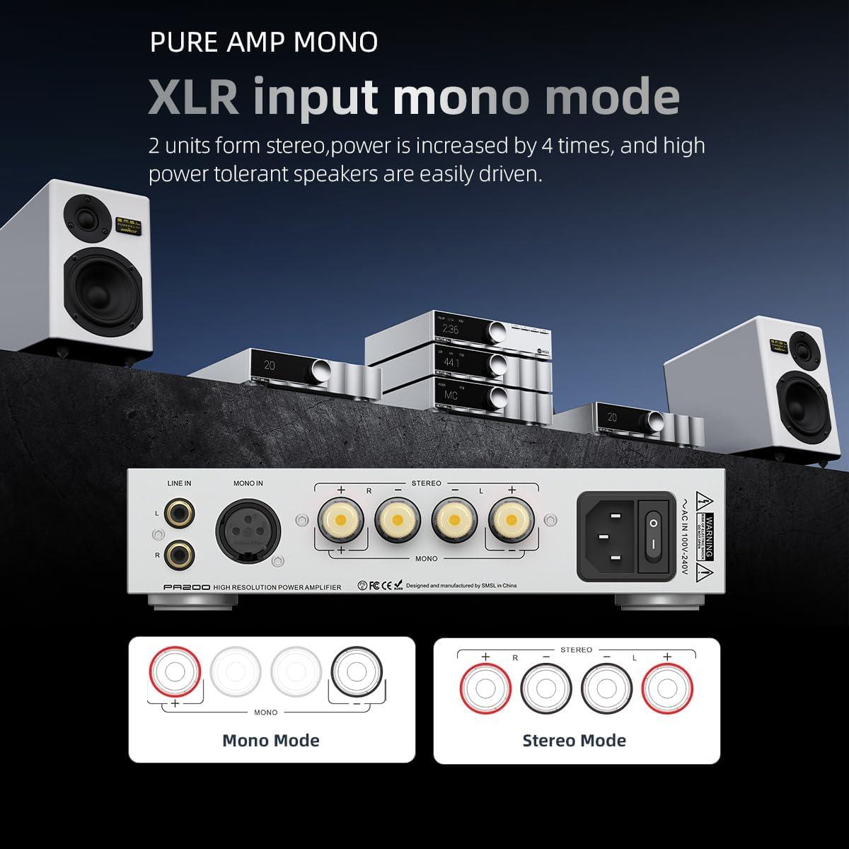 Amplificador de Potencia SMSL PA200 XLR RCA 1.87kg