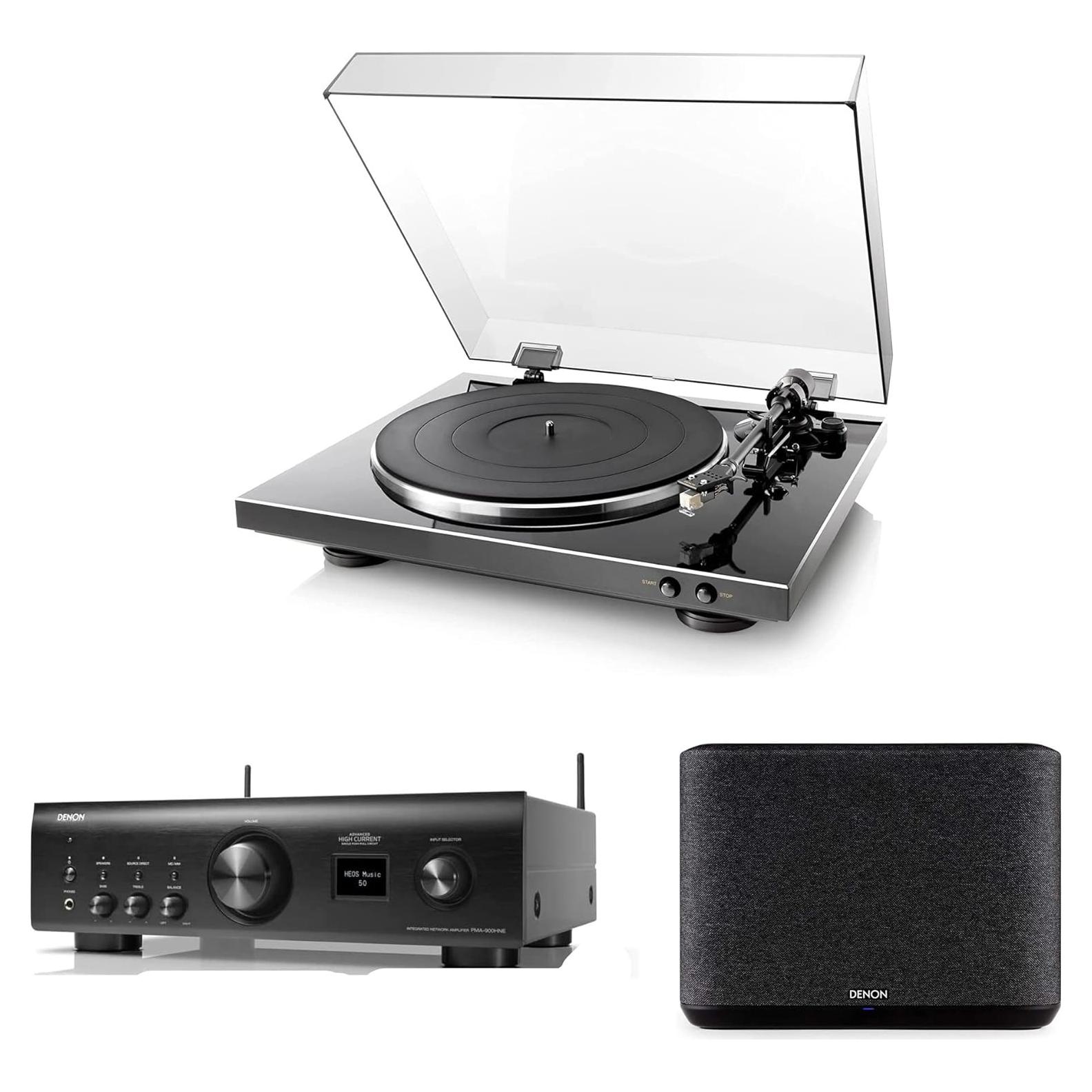 Amplificador Estéreo Denon PMA-900HNE + Tocadiscos DP-300F + Altavoz Home 250