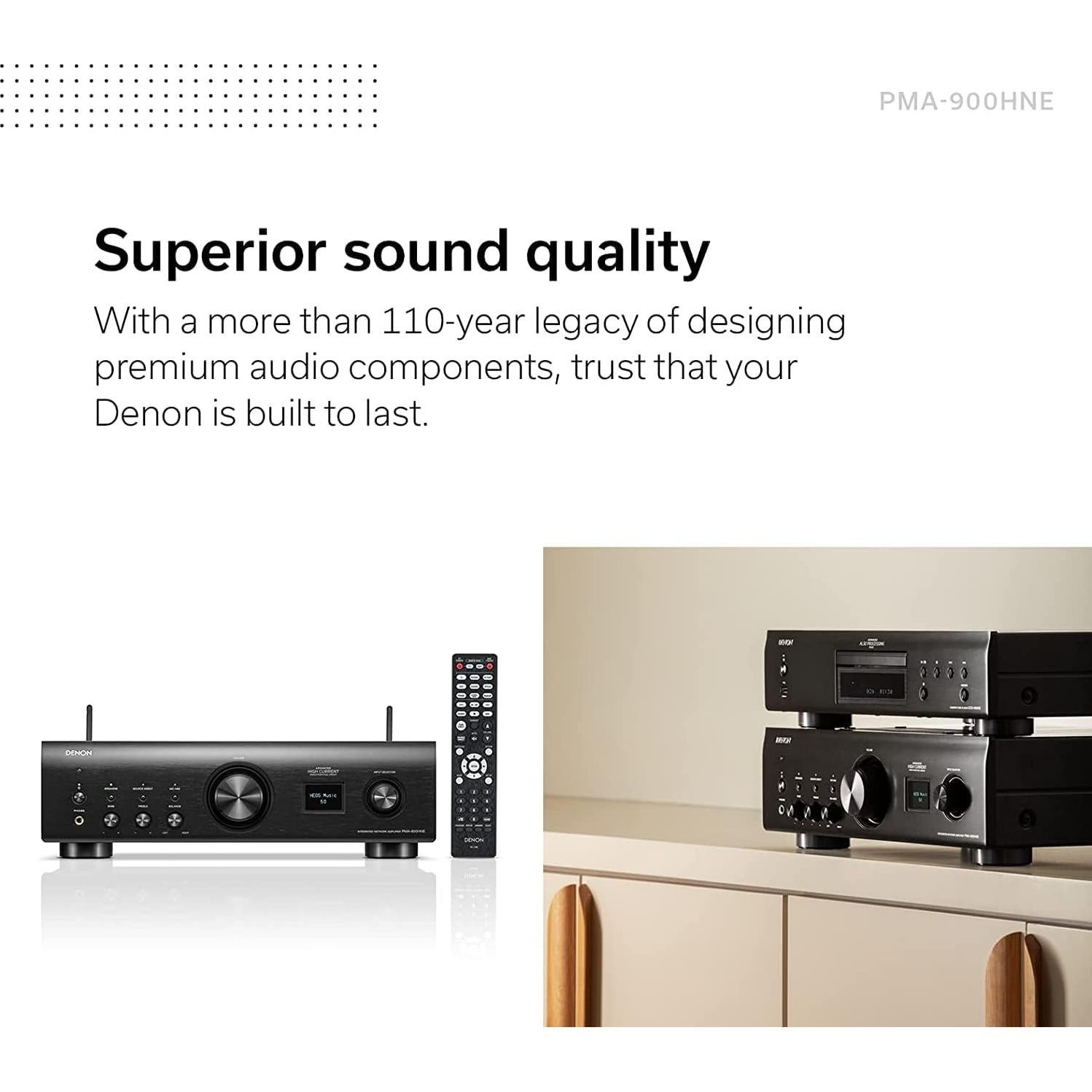 Amplificador Estéreo Denon PMA-900HNE + Tocadiscos DP-300F + Altavoz Home 250