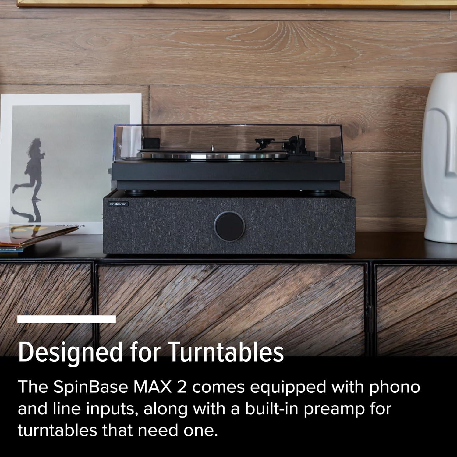 Altavoz Premium Andover Audio SpinBase MAX 2 - Bluetooth, Preamplificador de Phono, Sonido Hi-Fi