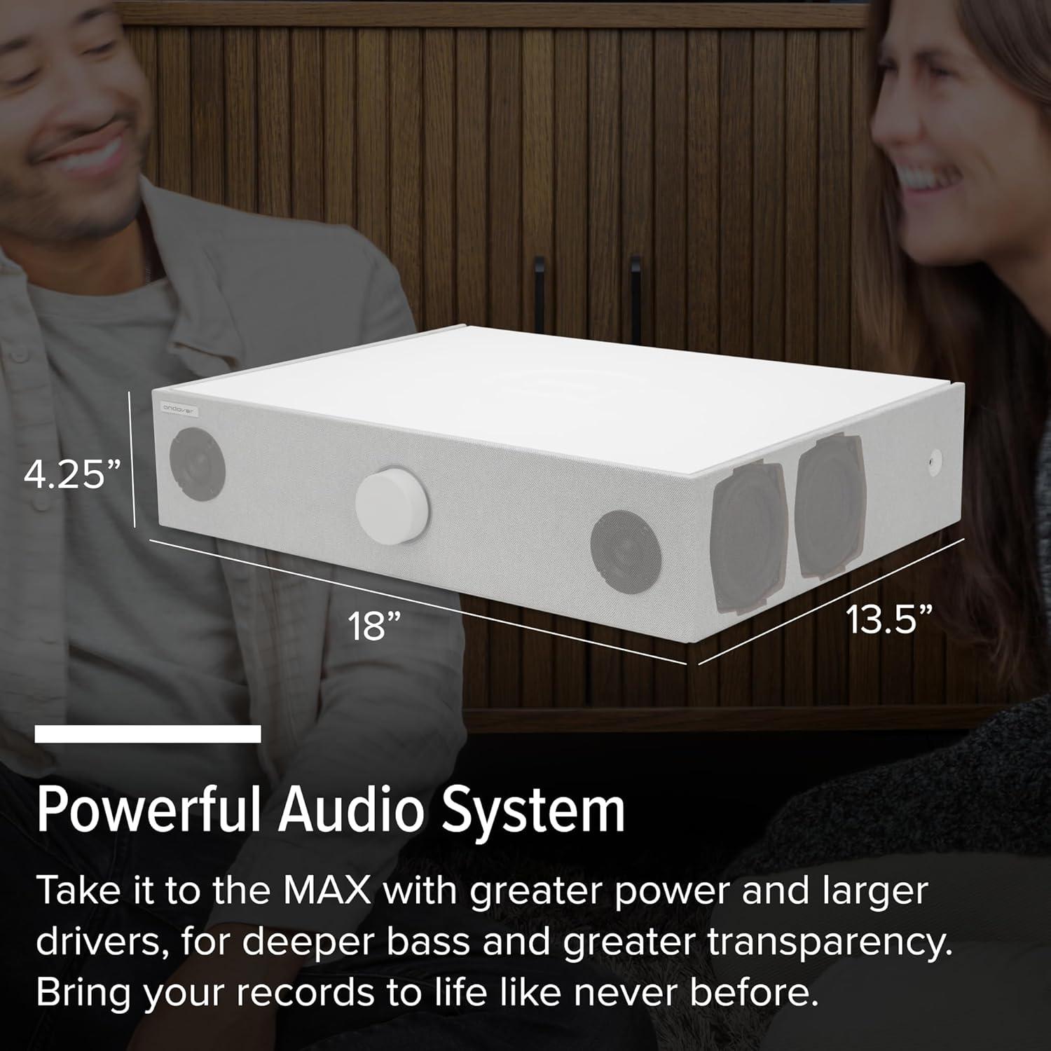 Altavoz Premium Andover Audio SpinBase MAX 2 - Bluetooth, Preamplificador de Phono, Sonido Hi-Fi