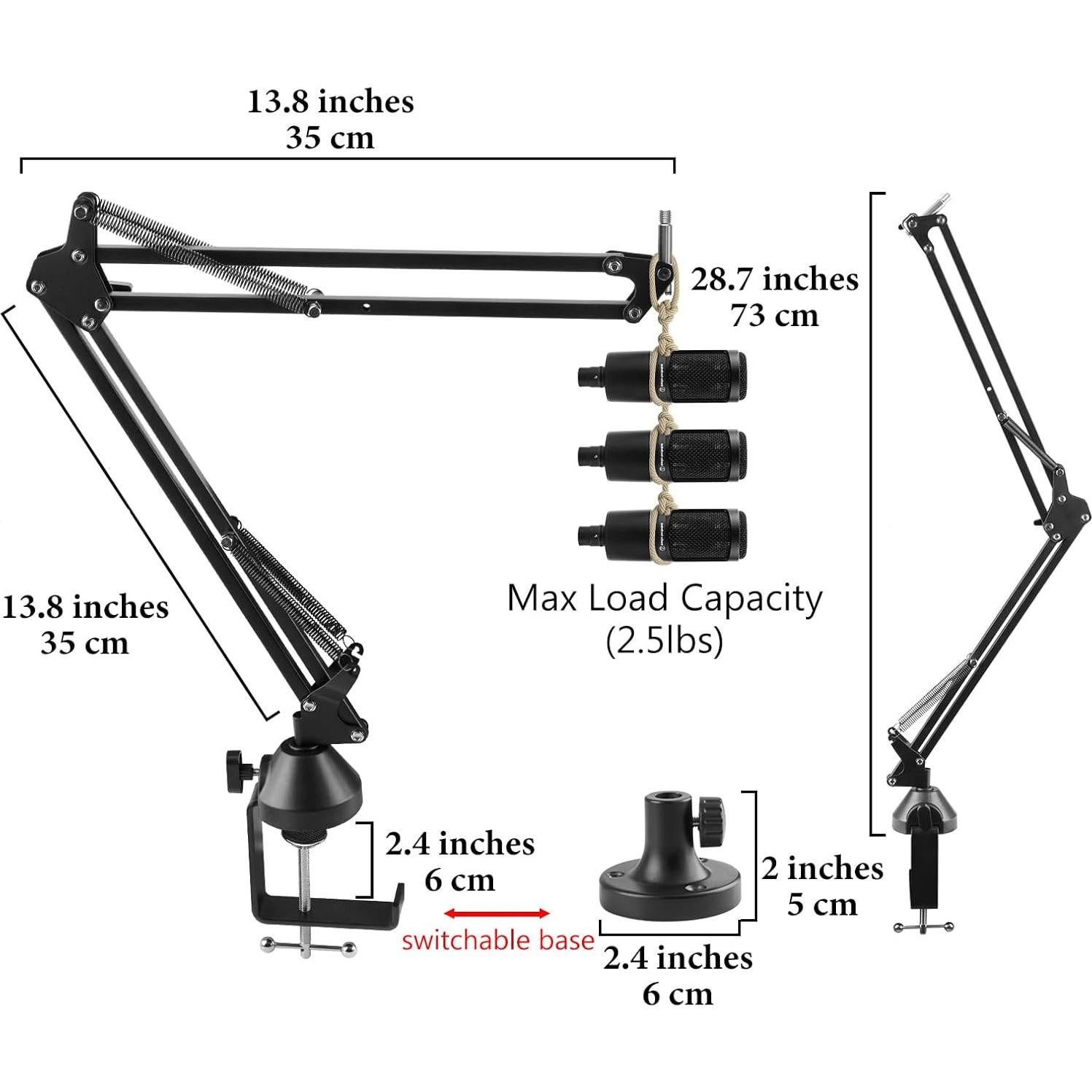 Brazo de Micrófono Geekria para Audio-Technica AT2020/AT2035