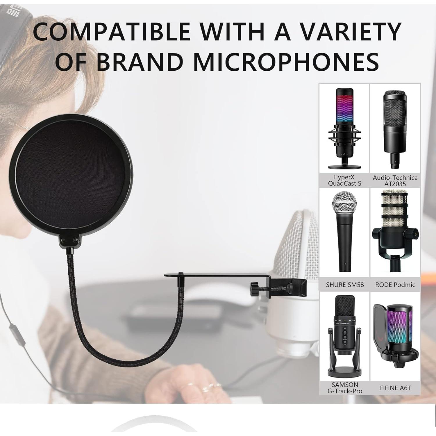 Filtro Pop Geekria para Micrófono 13 cm Flexible Antiviento