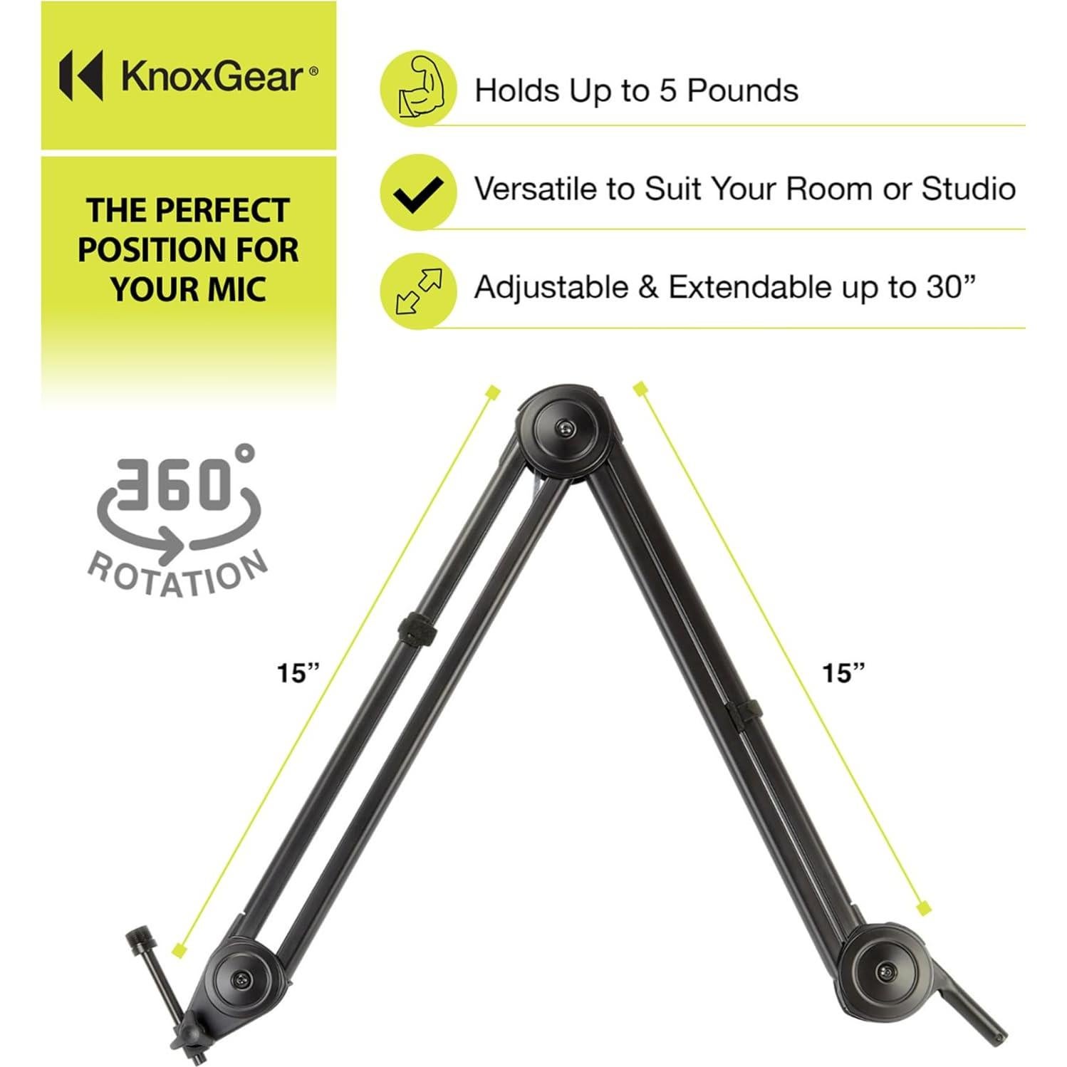 Soporte de Micrófono Profesional Knox Gear KN-MDBA03B Ajustable 76.2 cm