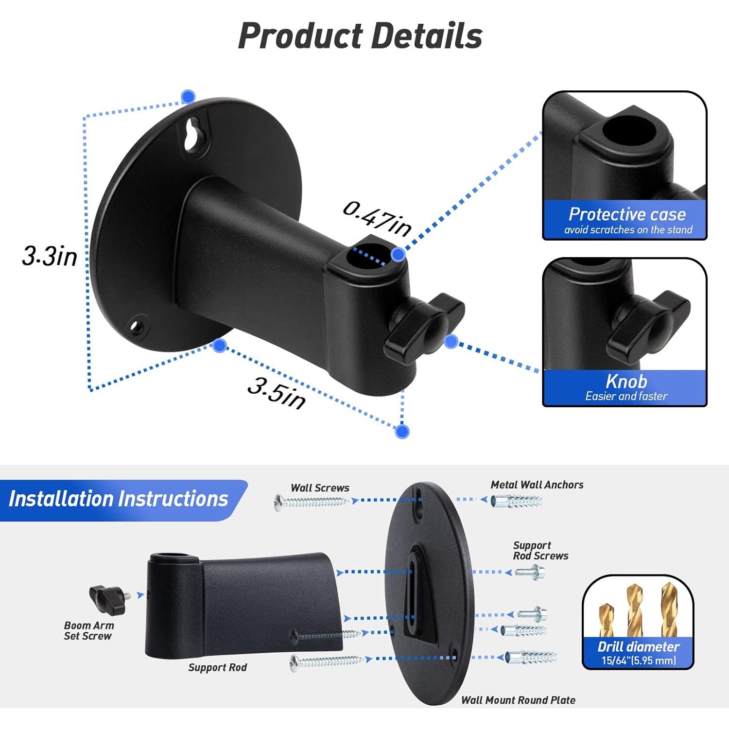 Soporte de Pared y Abrazadera para Micrófono SUNMON - Metal, 1.4kg