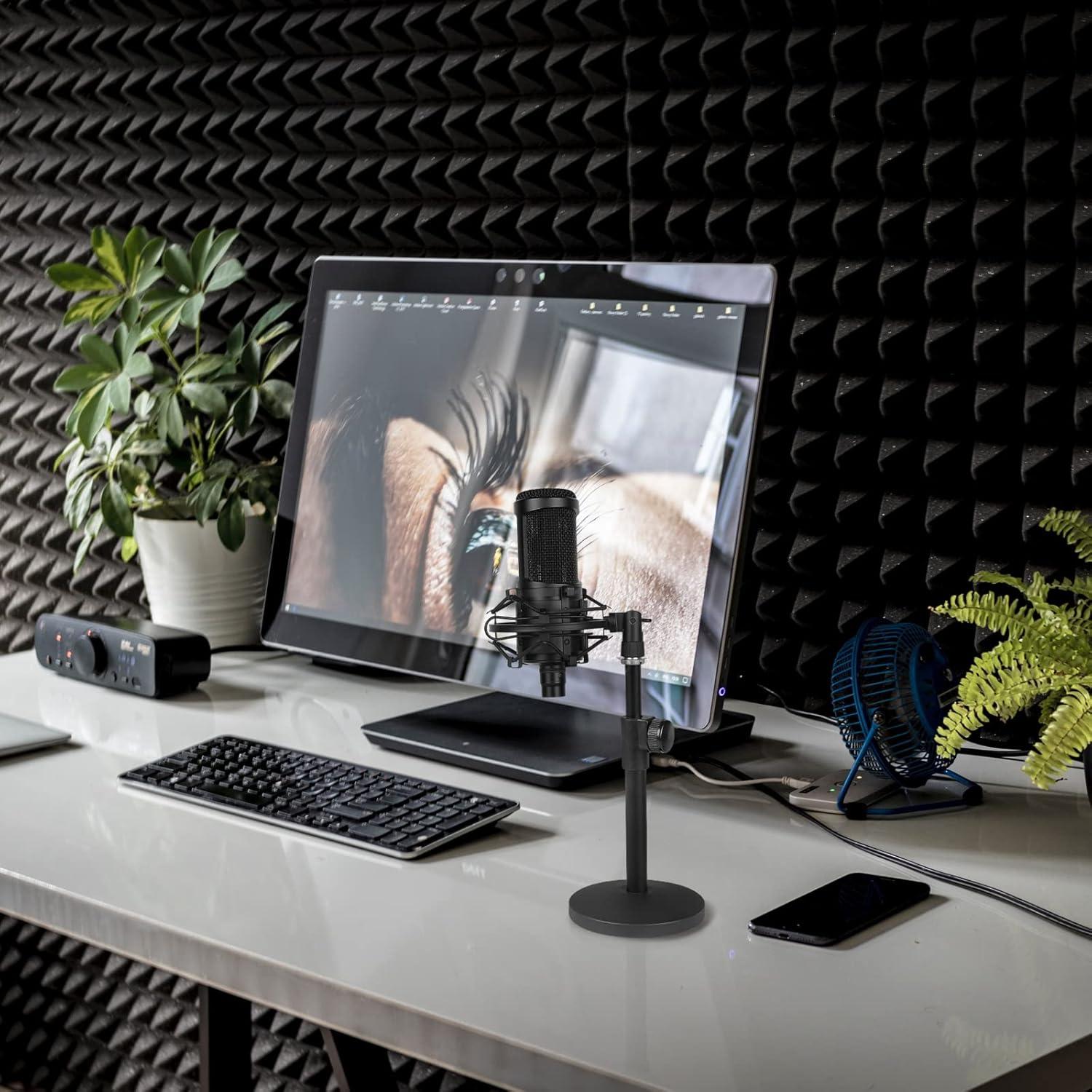 Soporte de Micrófono Geekria Telescópico Ajustable Negro