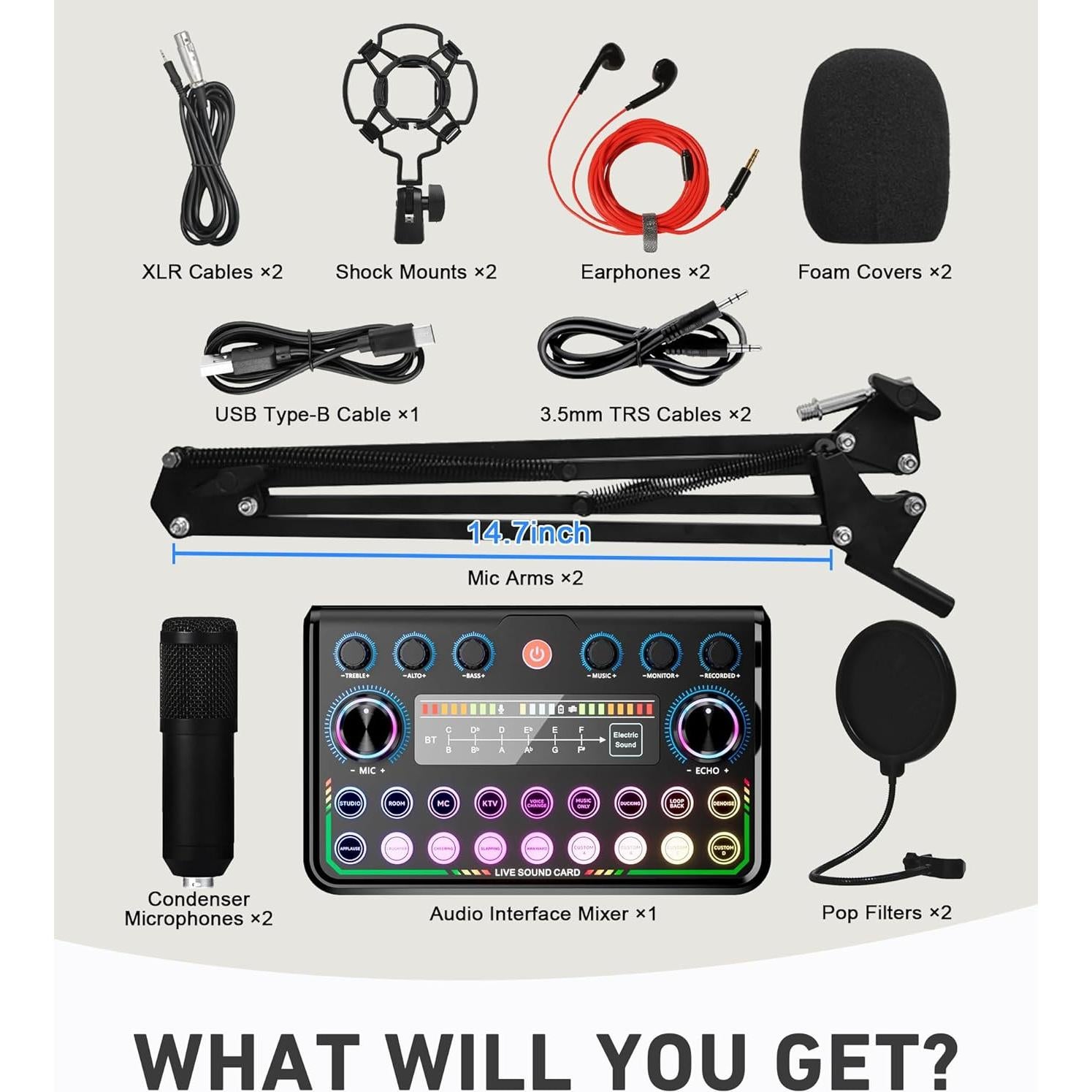 Kit de Podcast SkillDance para 2 Personas con Micrófonos y Mezcladora