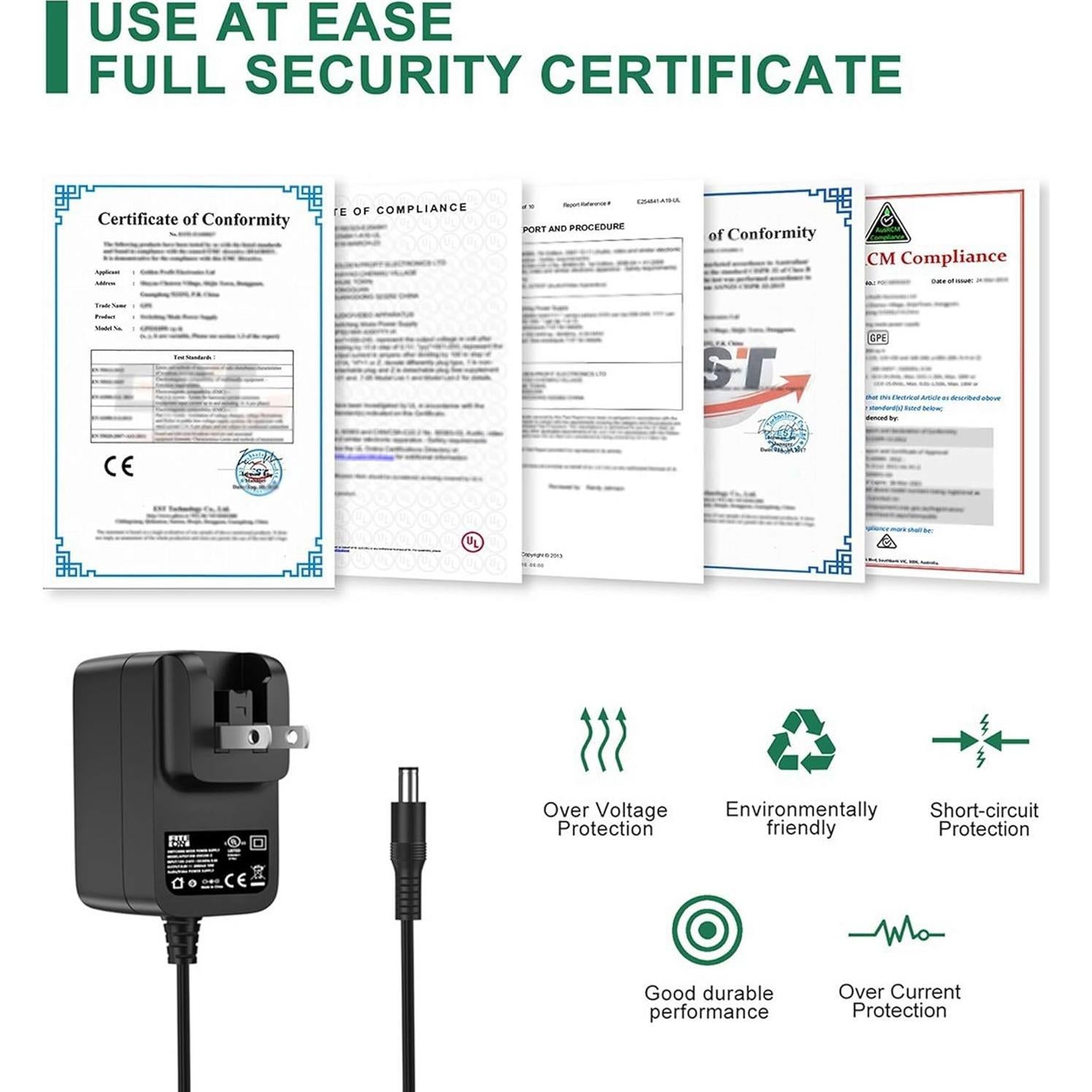 Adaptador de CA FITE ON para Tocadiscos Audio-Technica AT-LP60XBT