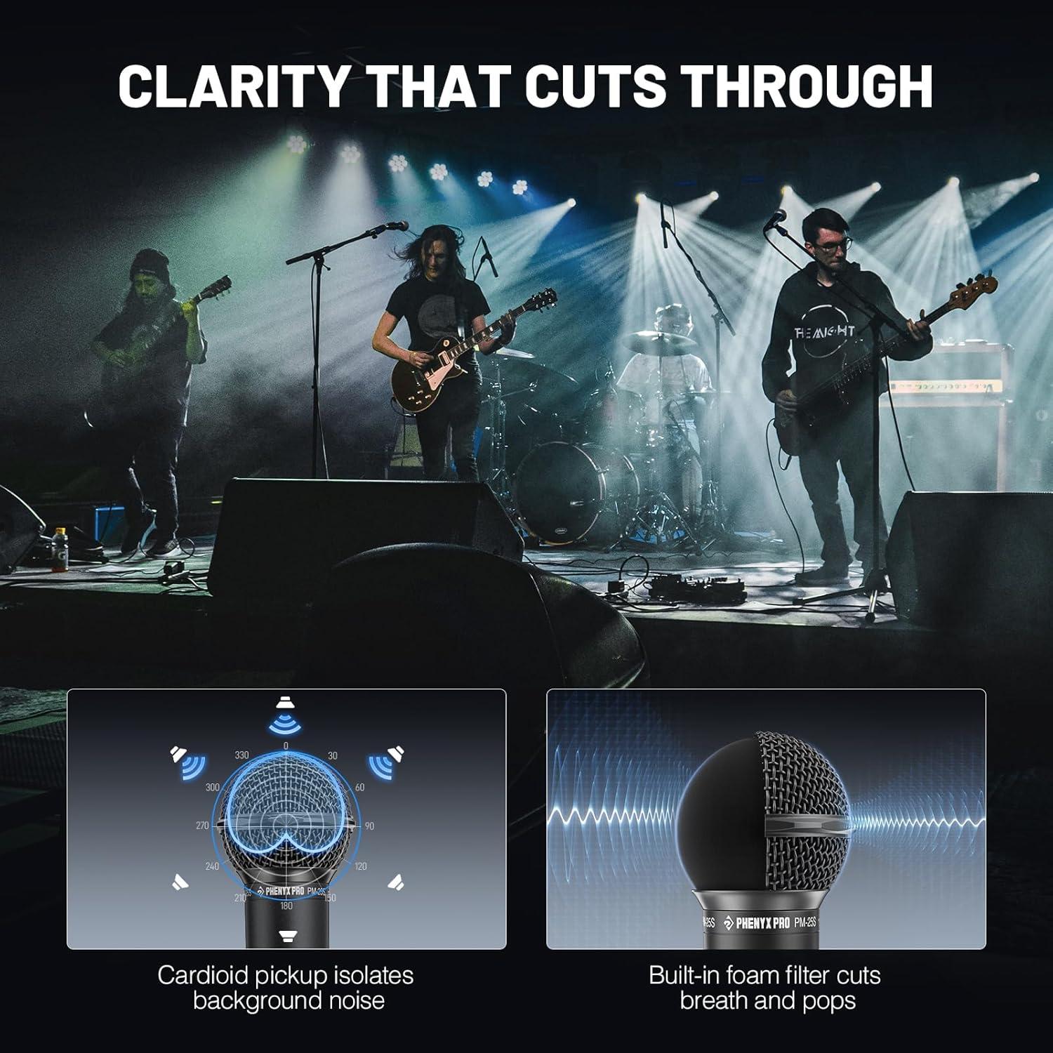 Micrófono Dinámico Phenyx Pro PM-25 con Cable XLR 5m