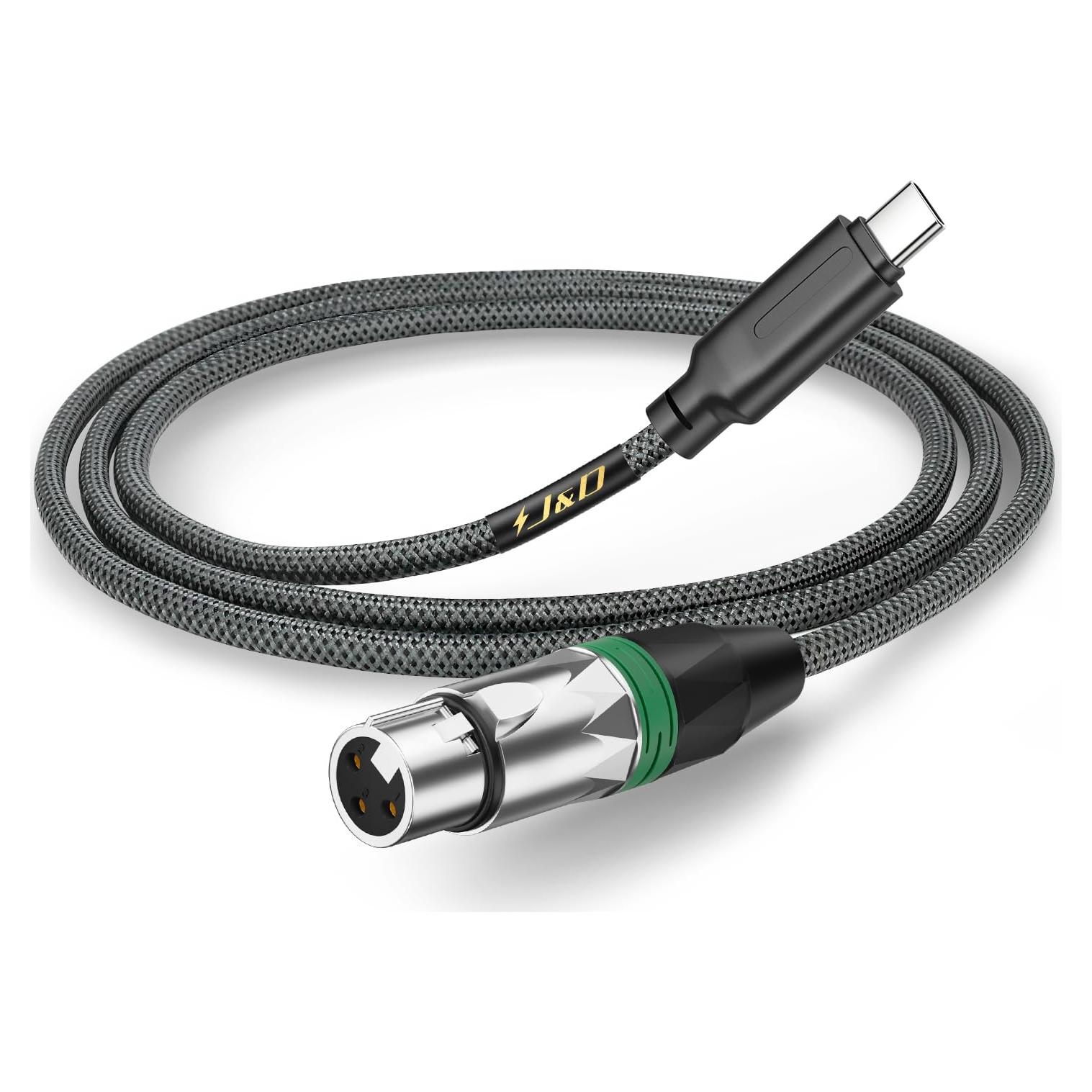 Cable de Audio USB C a XLR J&D 1 Metro para Micrófono