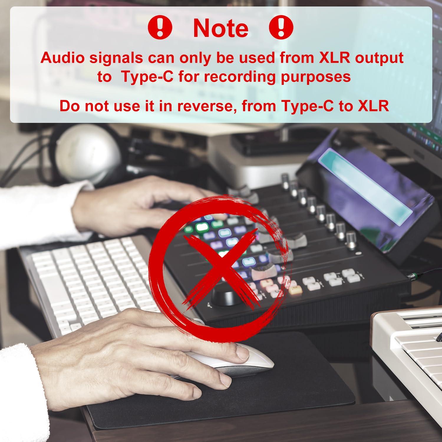 Cable de Audio USB C a XLR J&D 1 Metro para Micrófono