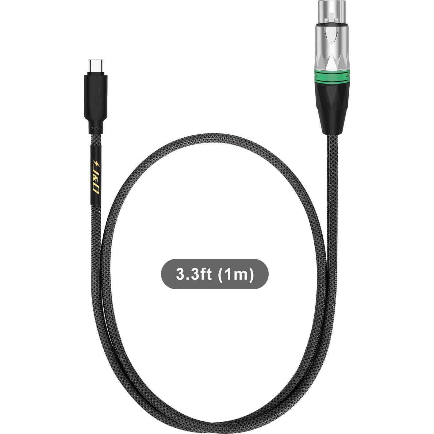 Cable de Audio USB C a XLR J&D 1 Metro para Micrófono