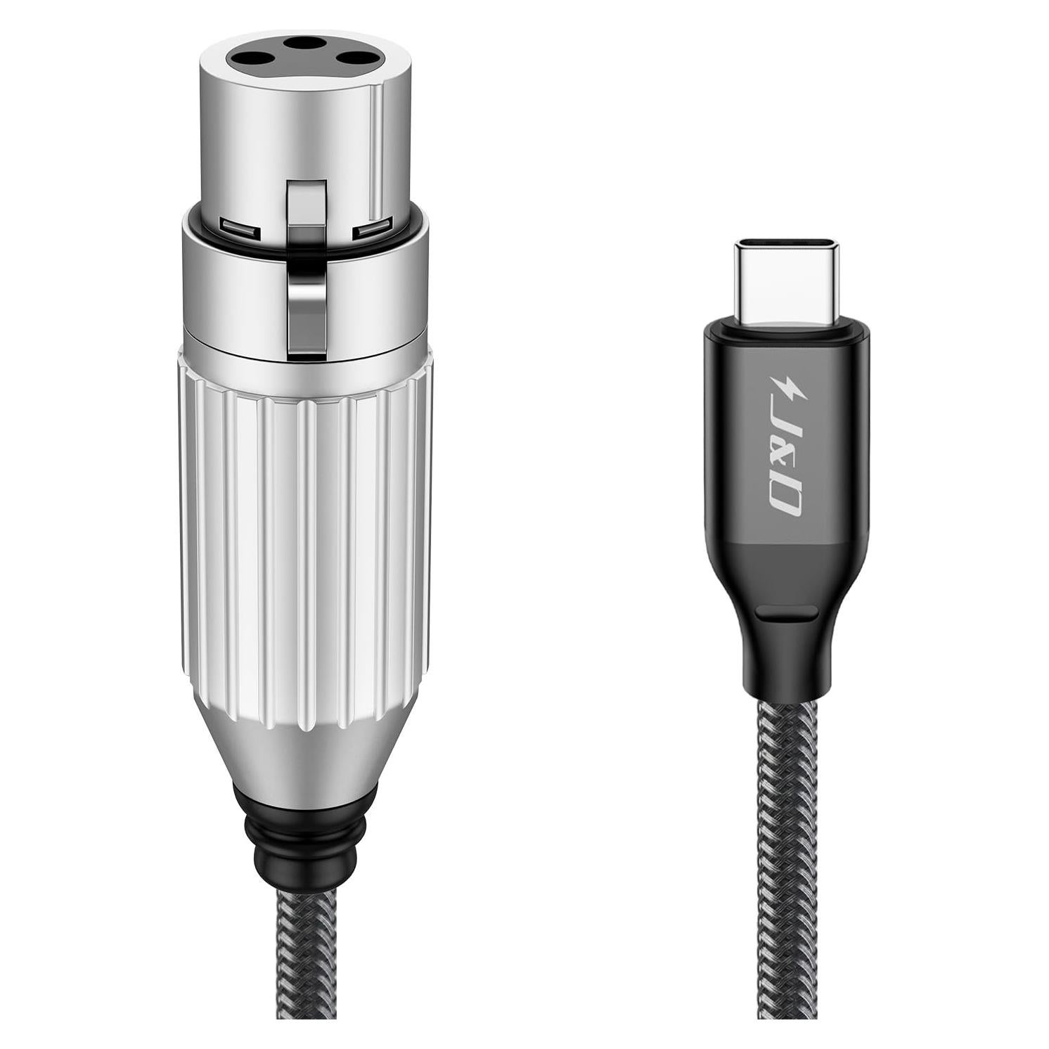 Cable USB C a XLR J&D 2.99m para Micrófono Dinámico