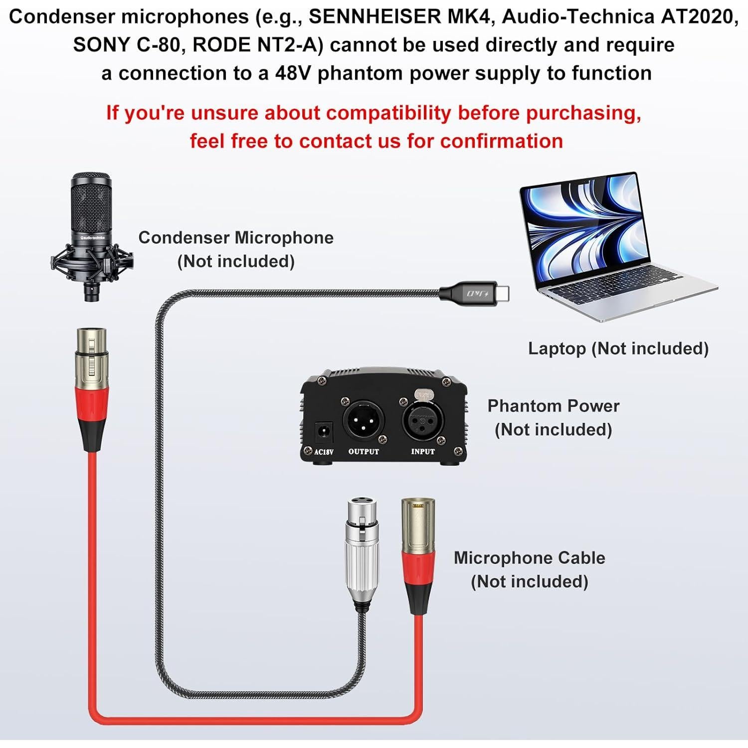 Cable USB C a XLR J&D 2.99m para Micrófono Dinámico