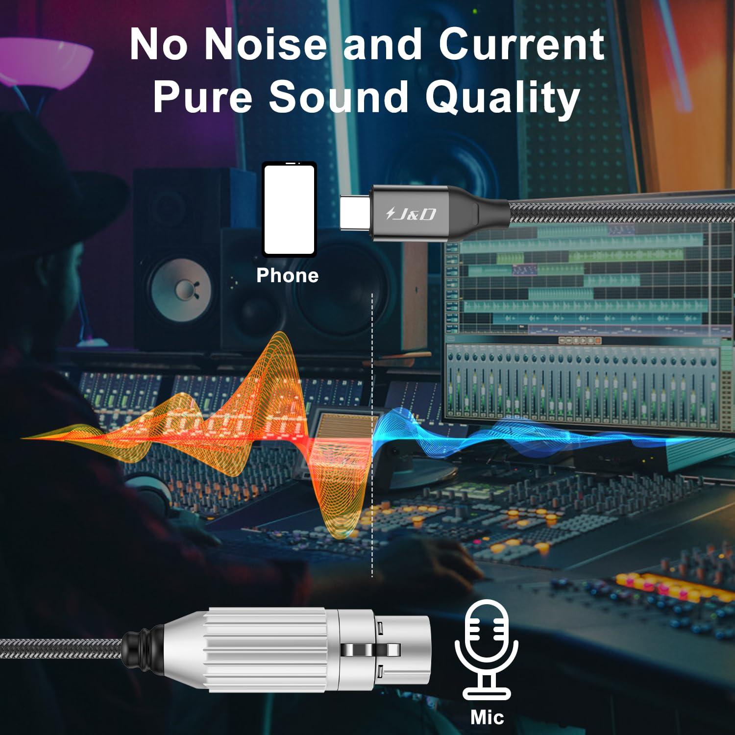 Cable USB C a XLR J&D 2.99m para Micrófono Dinámico