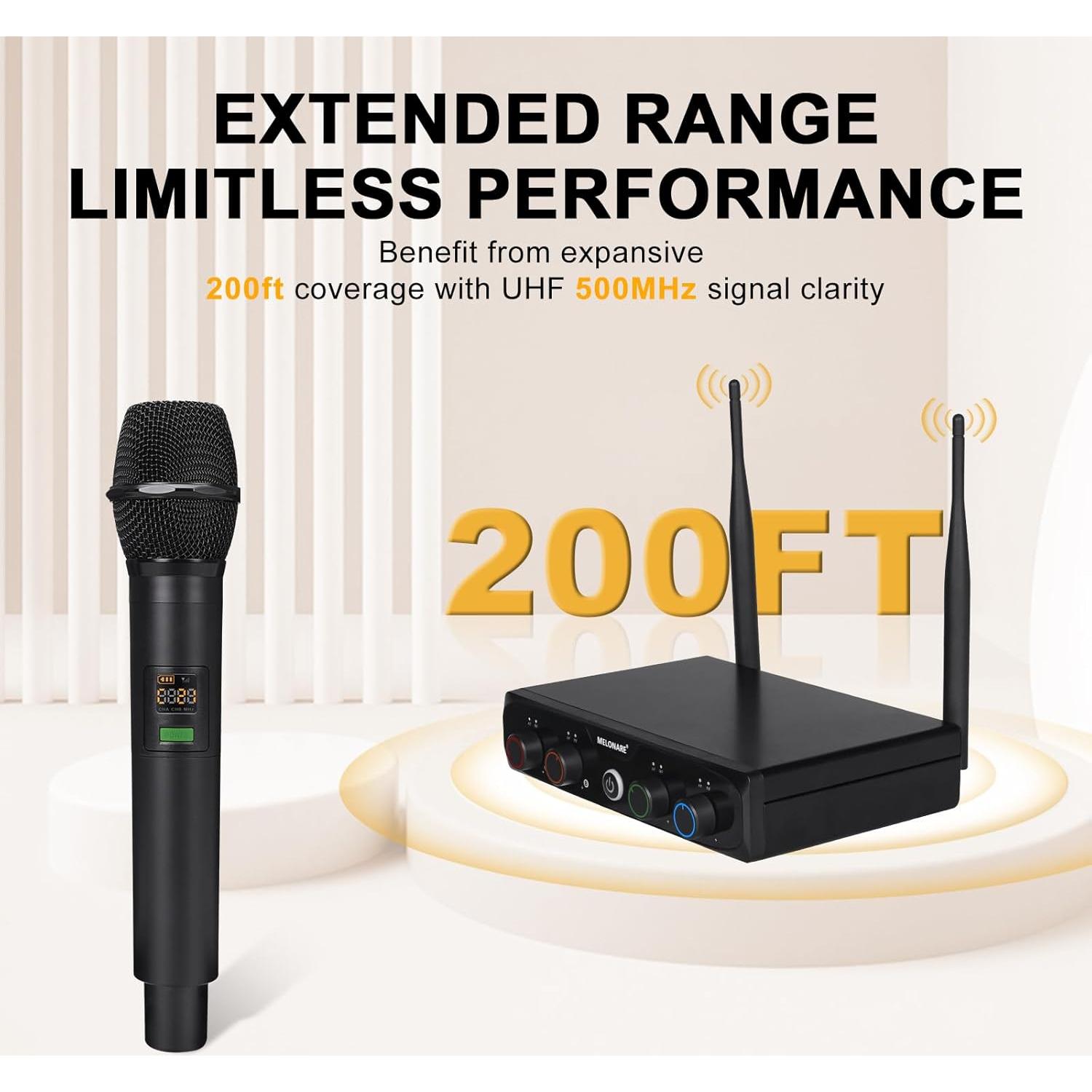 Sistema de micrófono inalámbrico Melonare MWM-41-2H2B 4 canales