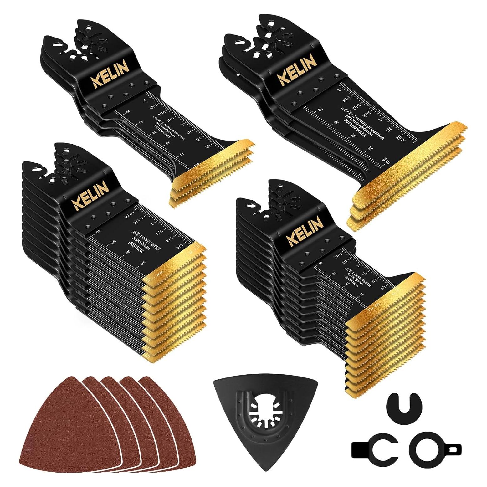KELIN Kit 26 Piezas Hojas Sierra Oscilante Titanio