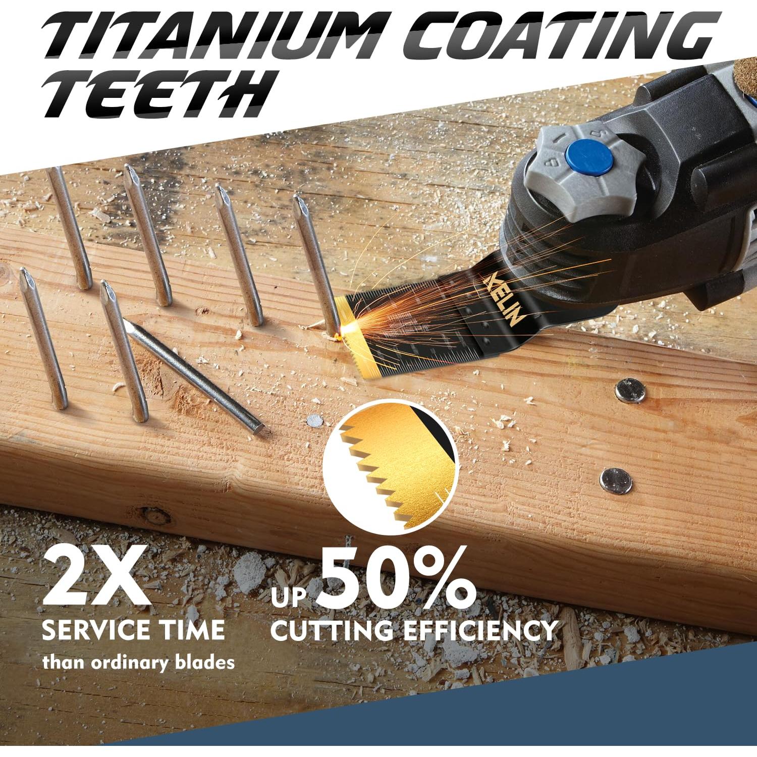 KELIN Kit 26 Piezas Hojas Sierra Oscilante Titanio