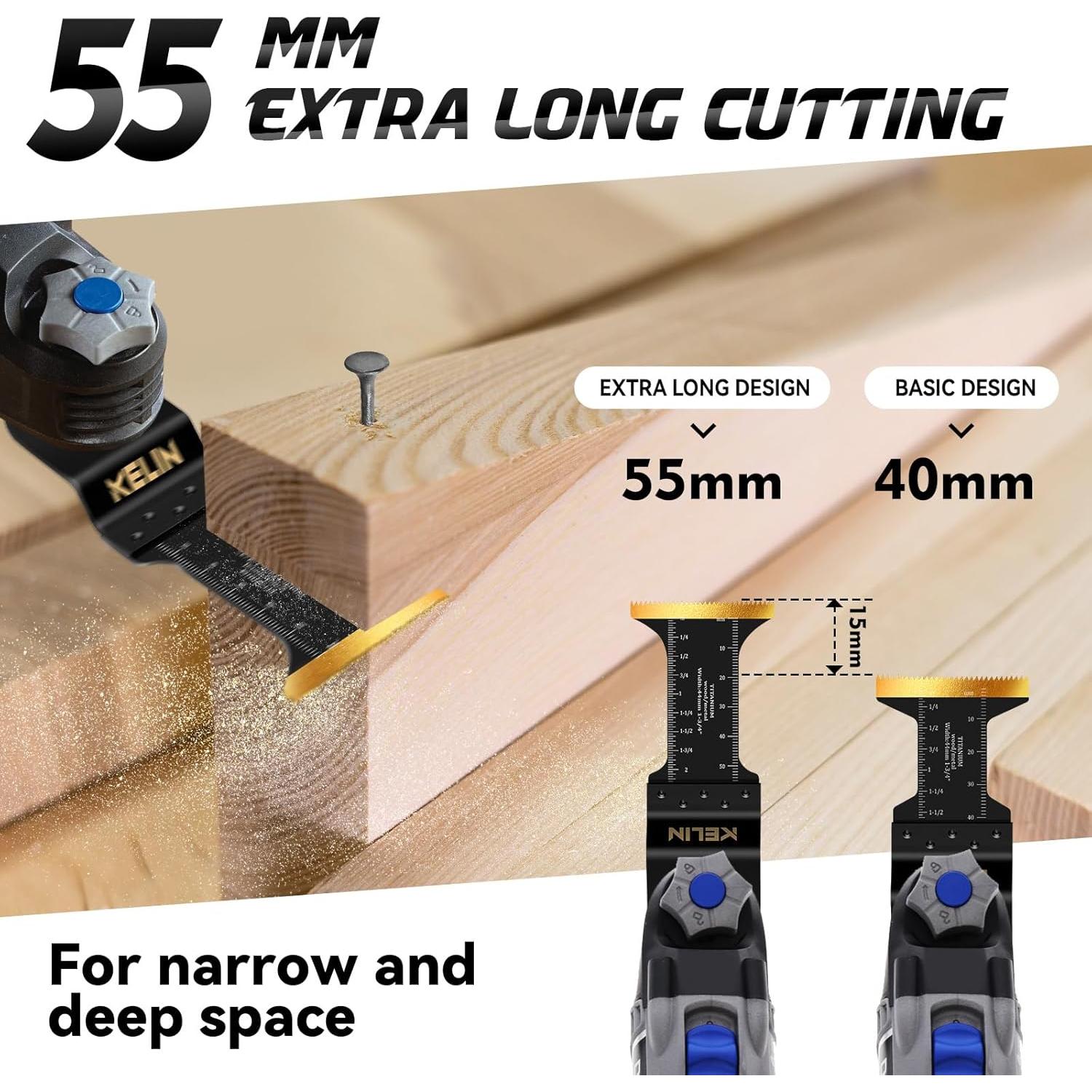 KELIN Kit 26 Piezas Hojas Sierra Oscilante Titanio