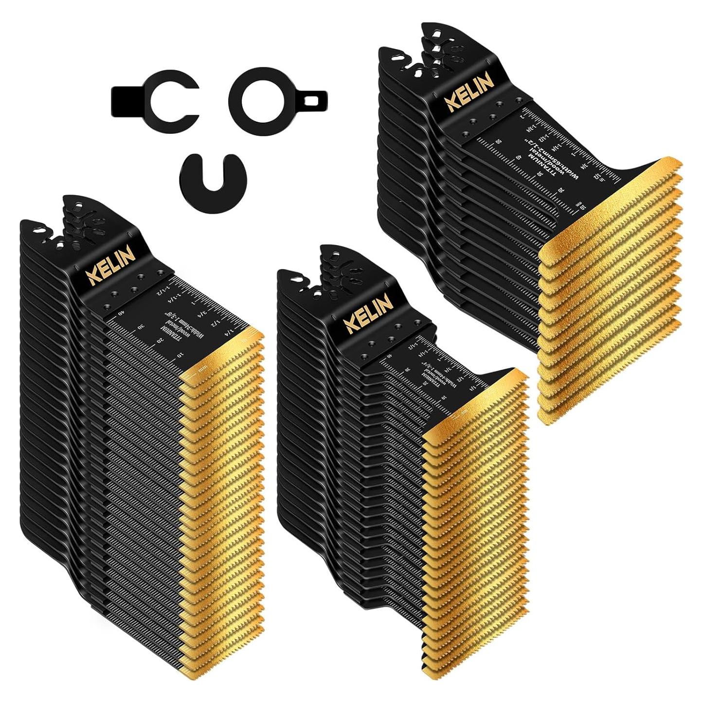 KELIN 64 Piezas Cuchillas Oscilantes Titanio para Metal y Madera