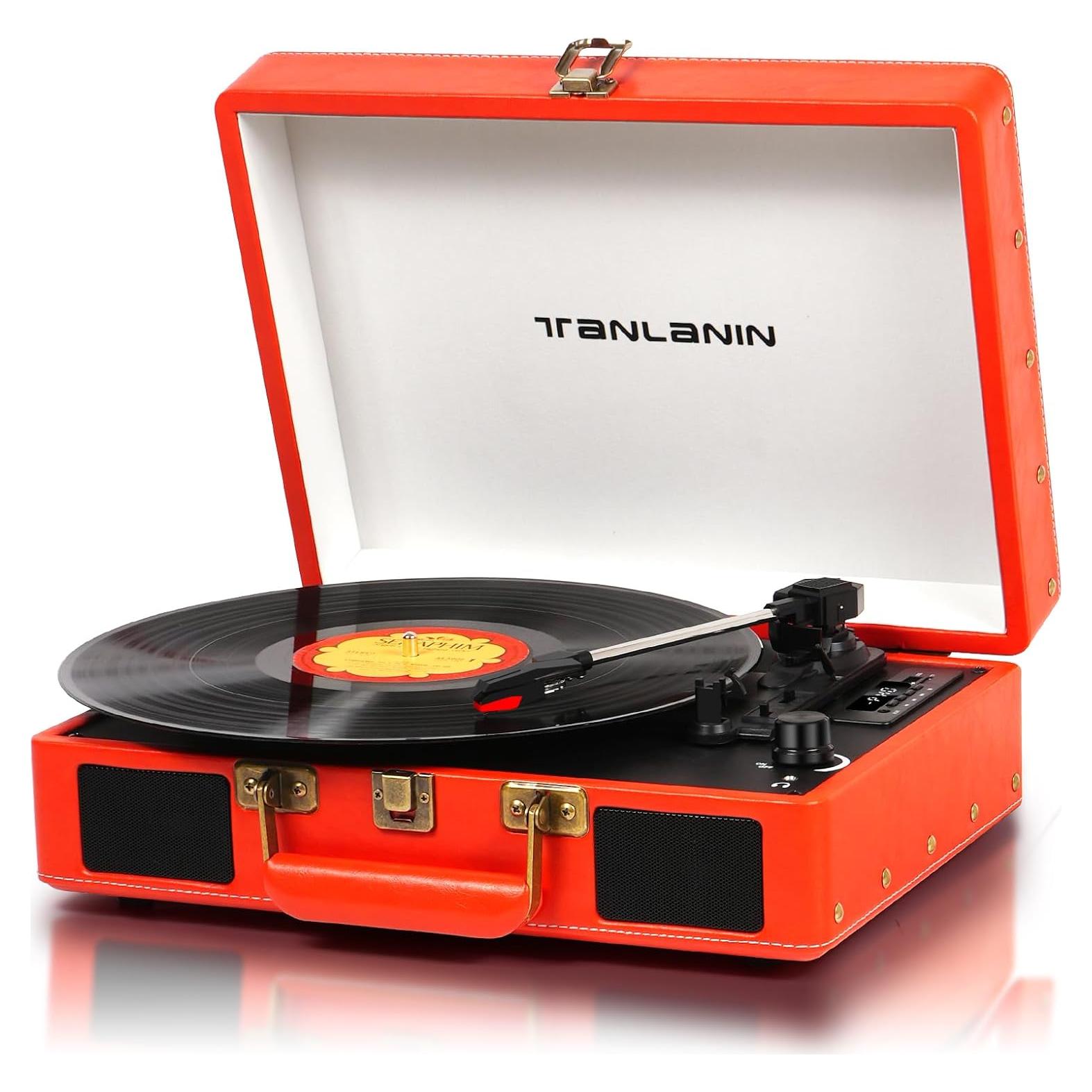 Reproductor de Vinilo Portátil TANLANIN TE-2026 Naranja Bluetooth