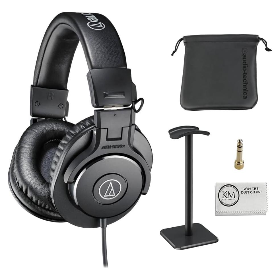 Auriculares de Monitoreo Audio-Technica ATH-M30x + Soporte + Paño