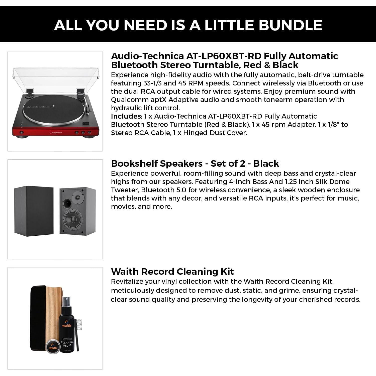 Tocadiscos Estéreo Bluetooth Audio-Technica AT-LP60XBT Rojo