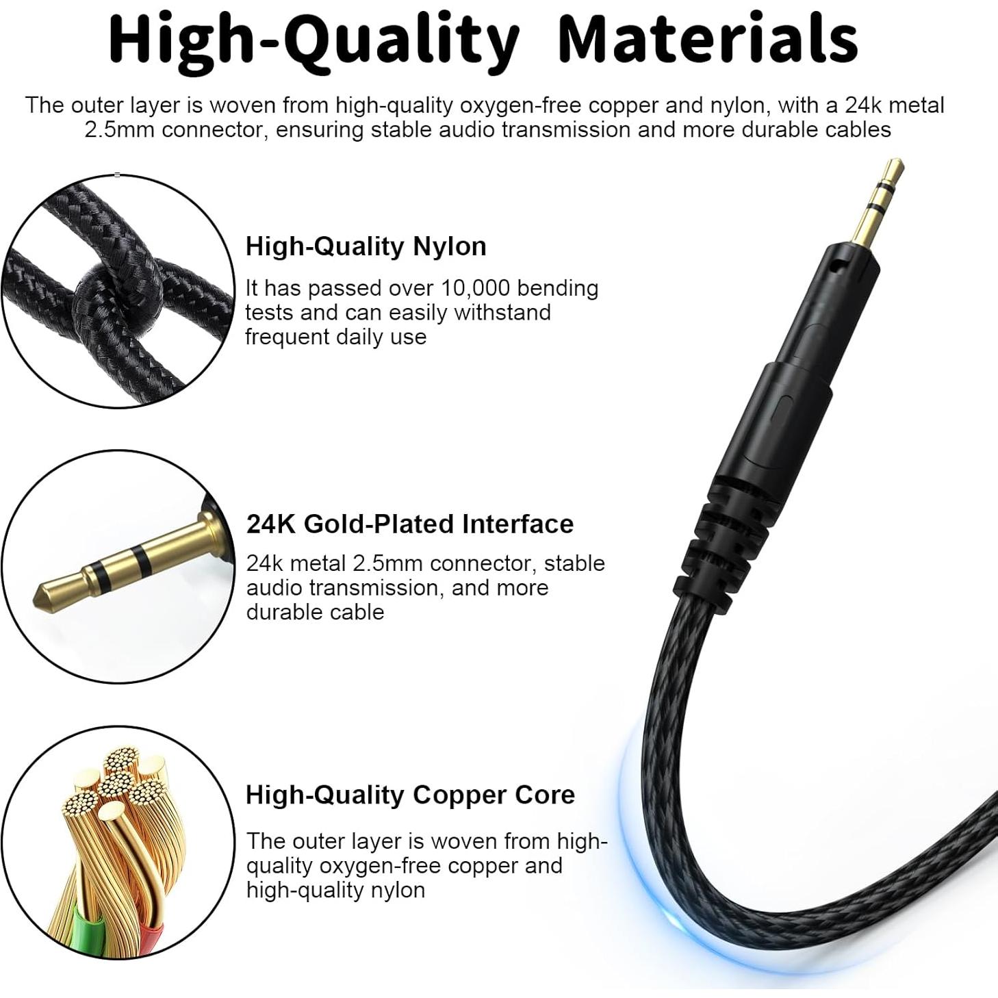 Cable Aux USB-C a 2.5mm Hizsoaor para Audio-Technica