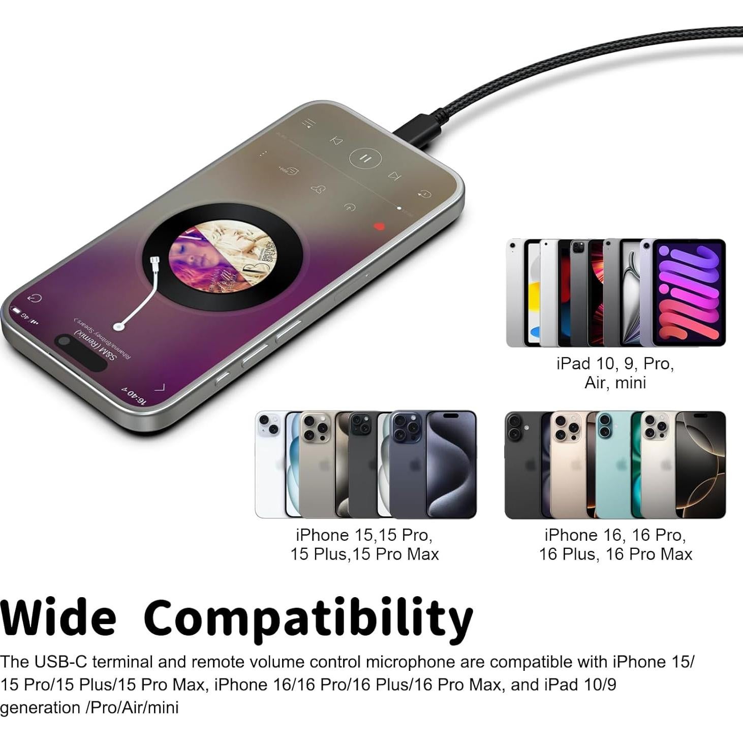 Cable Aux USB-C a 2.5mm Hizsoaor para Audio-Technica