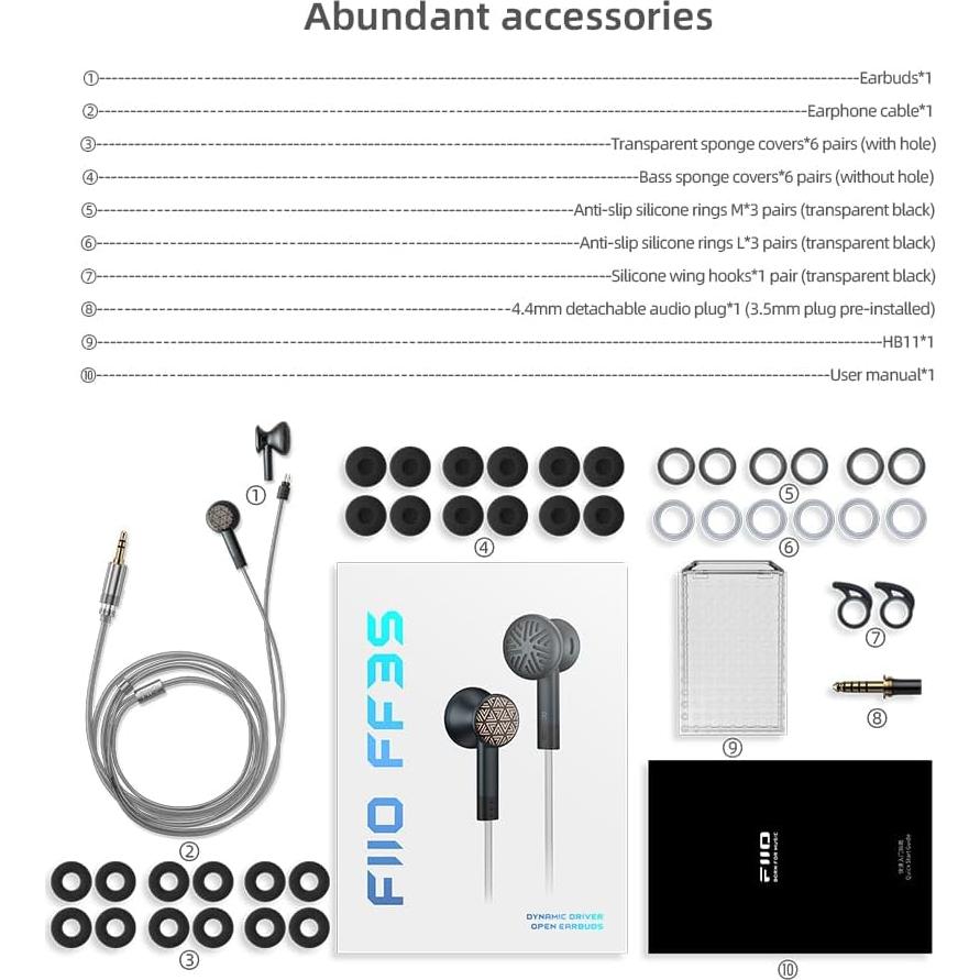 Auriculares FiiO FF3S HiFi con Cable 385g Sonido Bajo