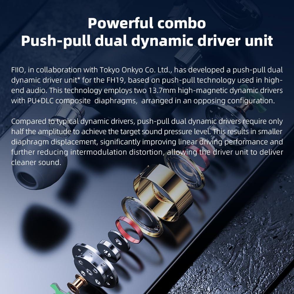 Auriculares IEM FiiO FH19 HiFi 2 Dinámicos + 6 BA Desmontables