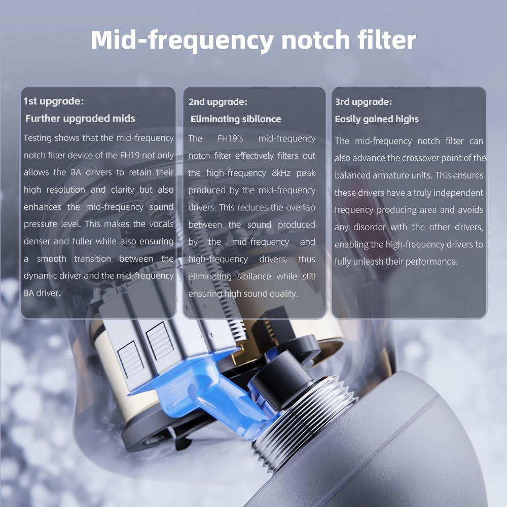 Auriculares IEM FiiO FH19 HiFi 2 Dinámicos + 6 BA Desmontables