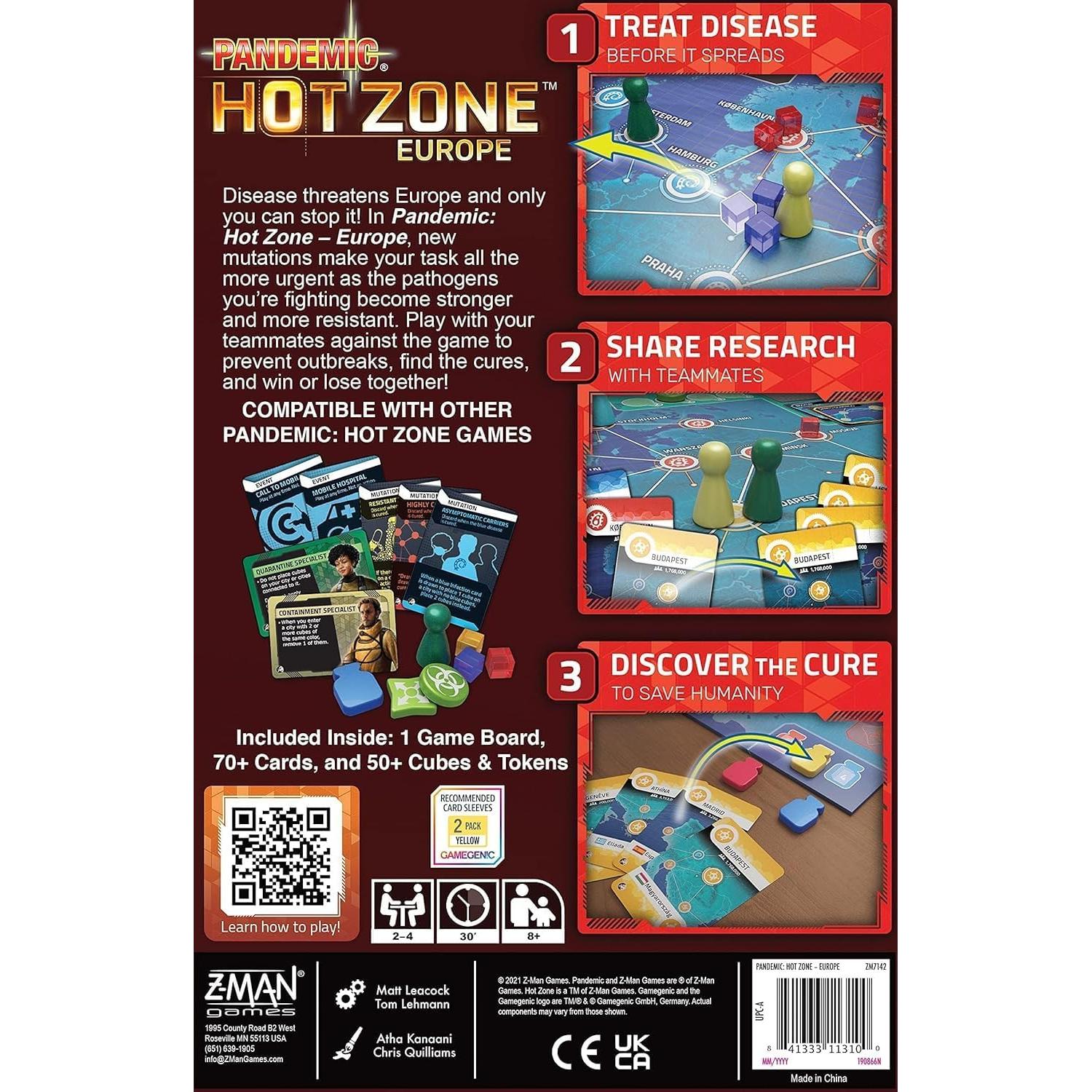 Pandemic Hot Zone Europa - Juego de Mesa Cooperativo 2-4 Jugadores