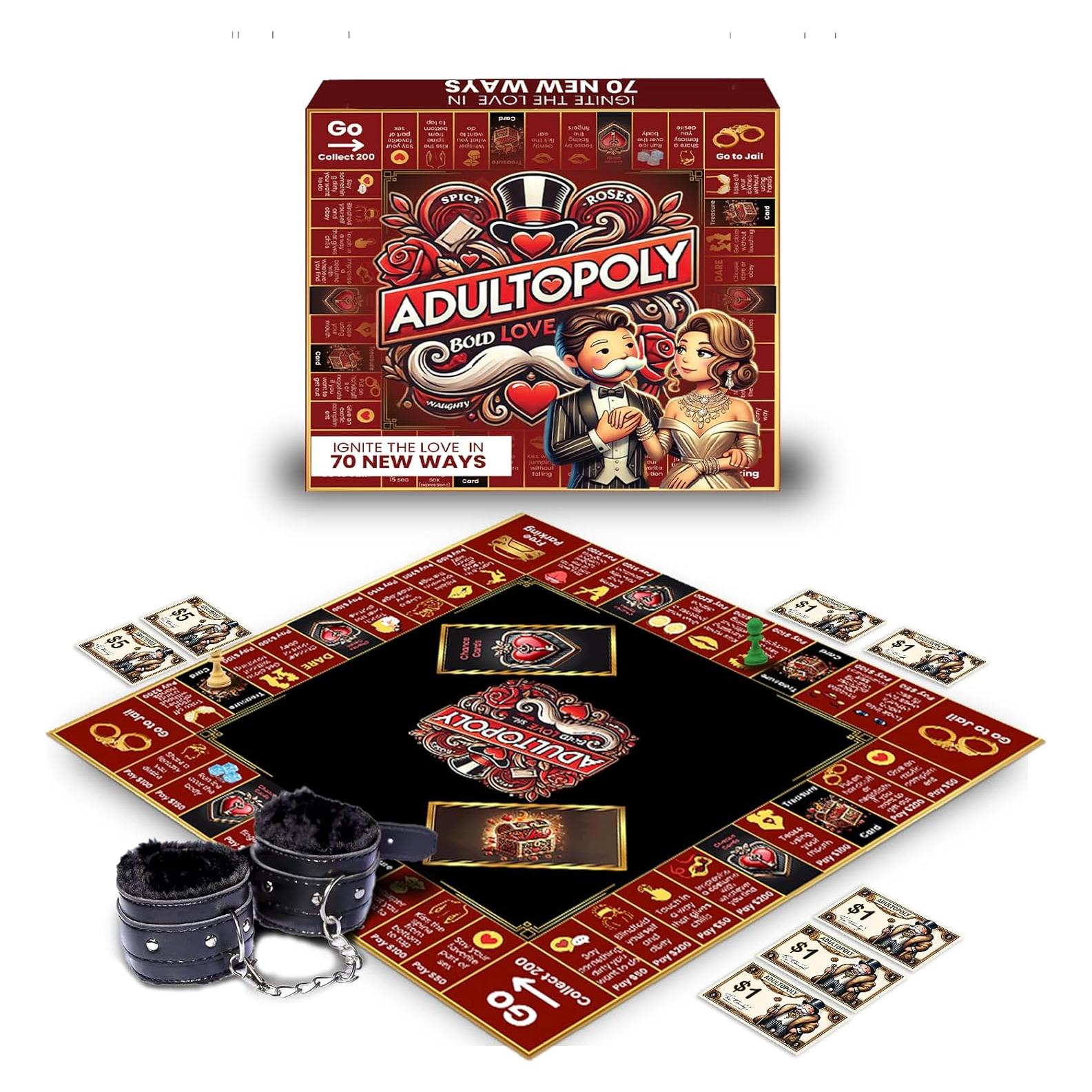 Adultopoly - Juego de Mesa para Parejas con Esposas - Momentum