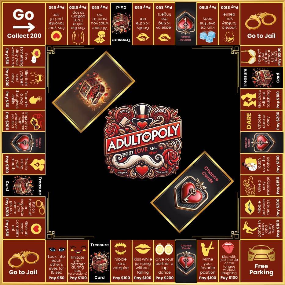 Adultopoly - Juego de Mesa para Parejas con Esposas - Momentum