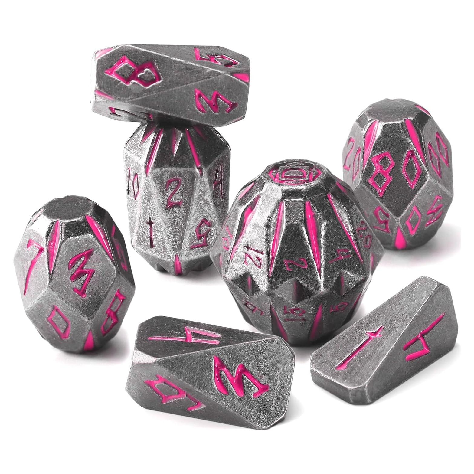 Juego de Dados Metálicos DND ZHOORQI 7 Pcs Poliedros Stonehenge