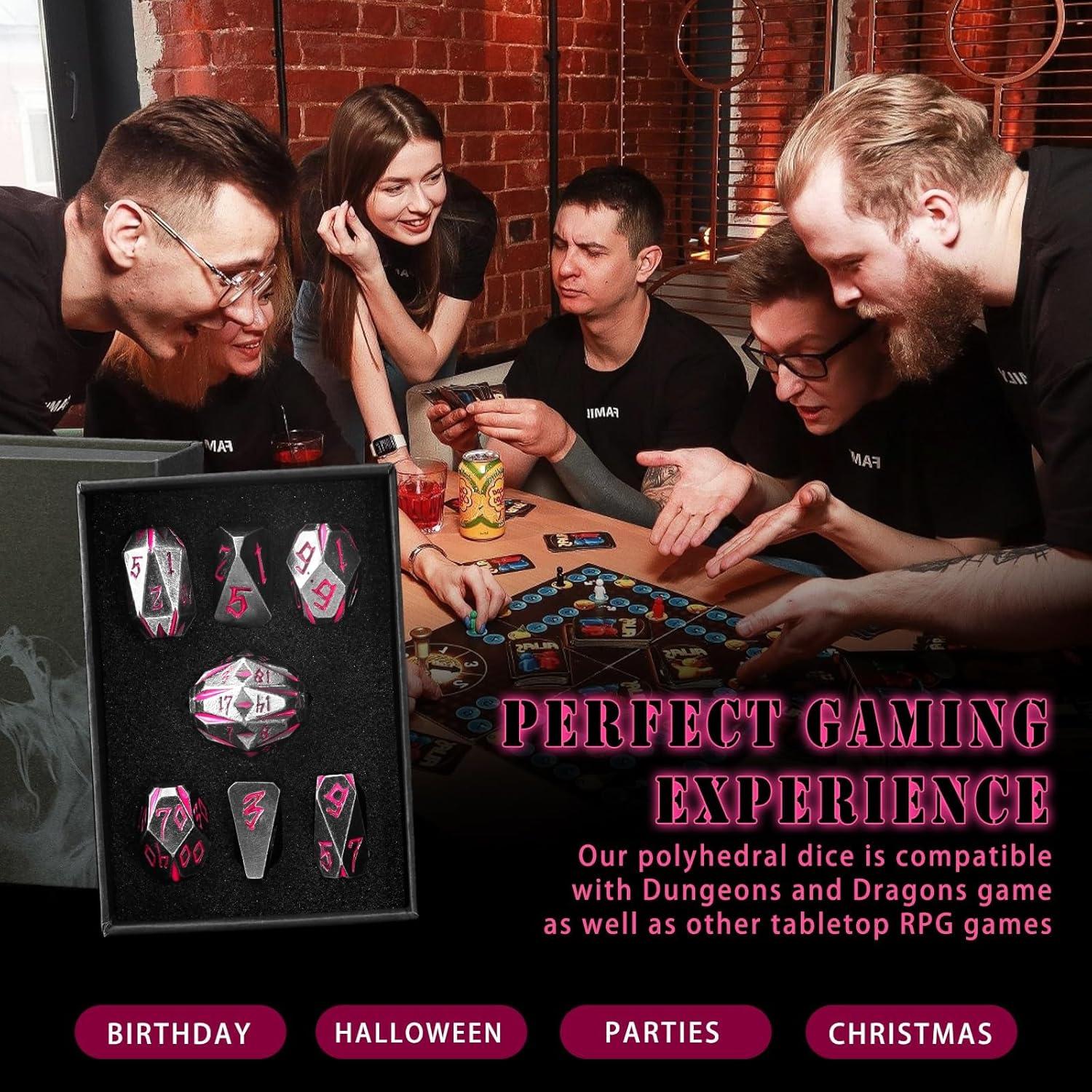 Juego de Dados Metálicos DND ZHOORQI 7 Pcs Poliedros Stonehenge