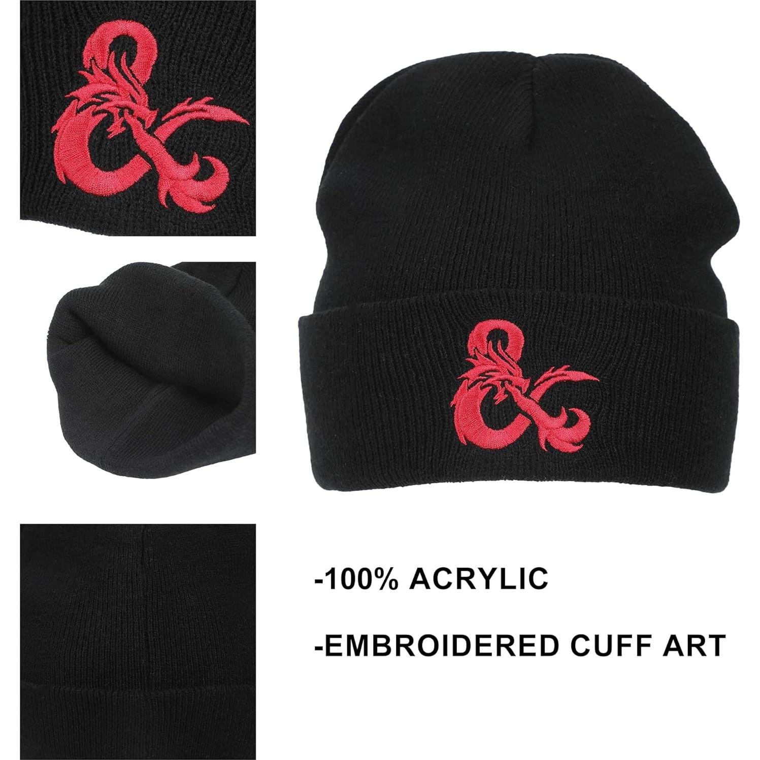 Gorro de Acrílico Negro Bordado Dungeons & Dragons Ampersand