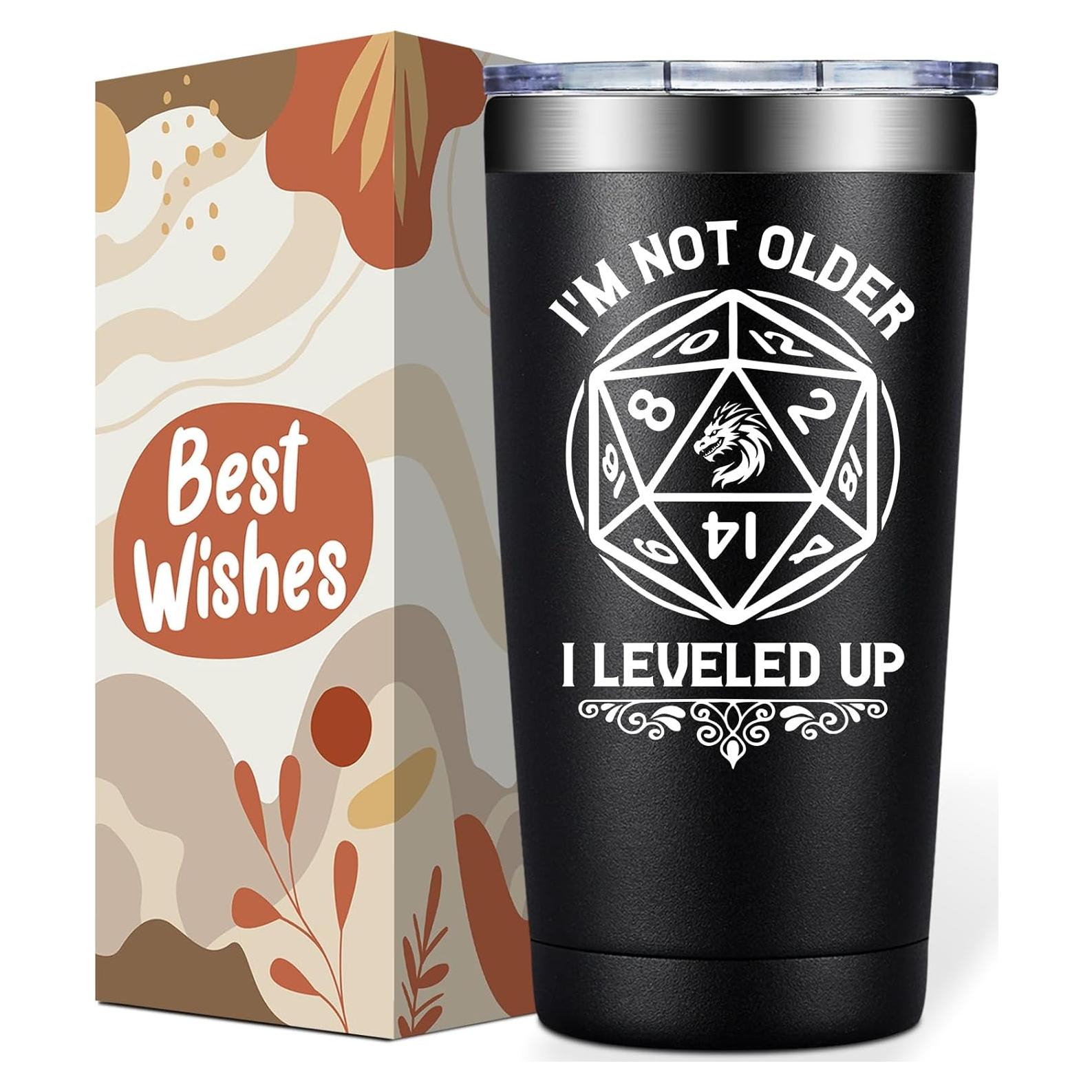 Taza DND Loecuxe 20 oz Negra Aislada para Regalos