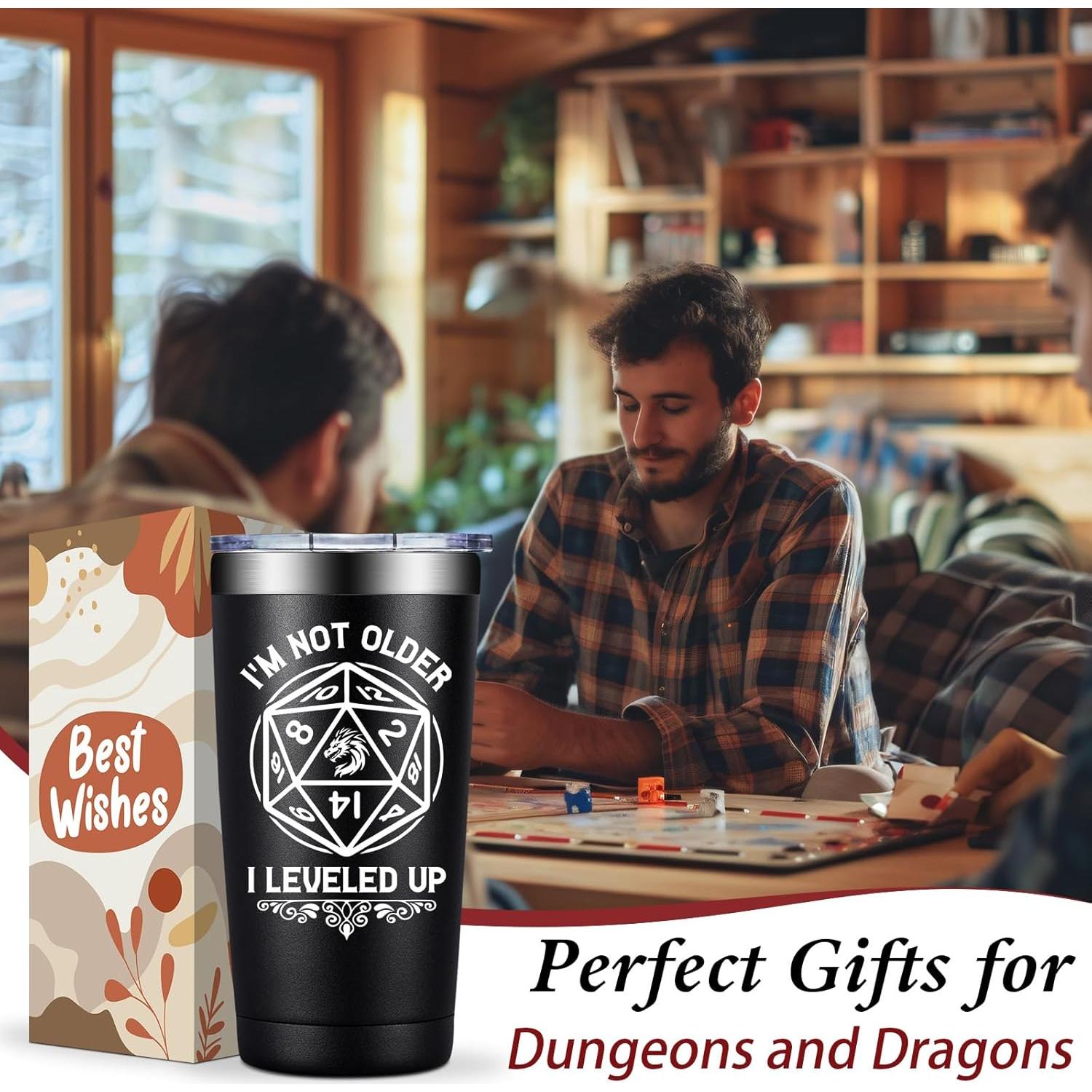 Taza DND Loecuxe 20 oz Negra Aislada para Regalos