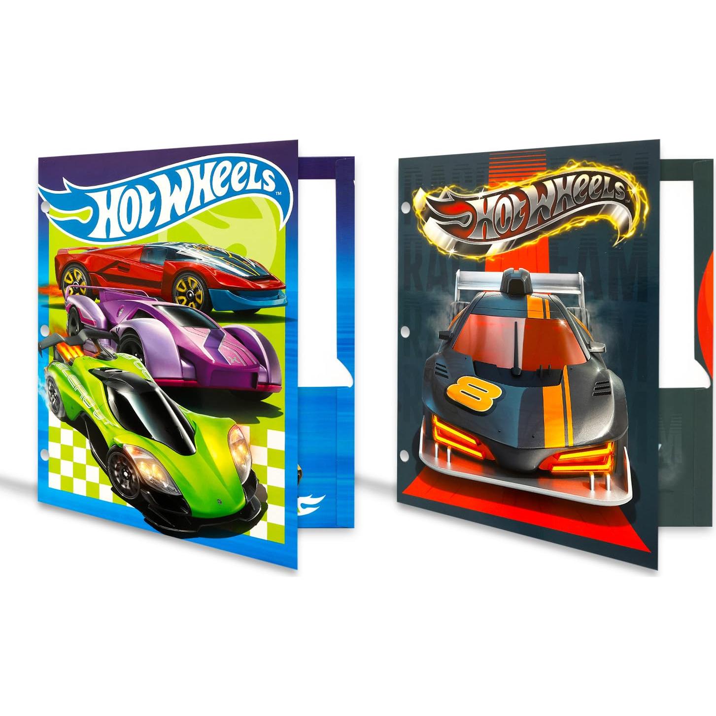 Juego de Suministros Escolares Hot Wheels - 2 Carpetas, 2 Cuadernos, Stickers