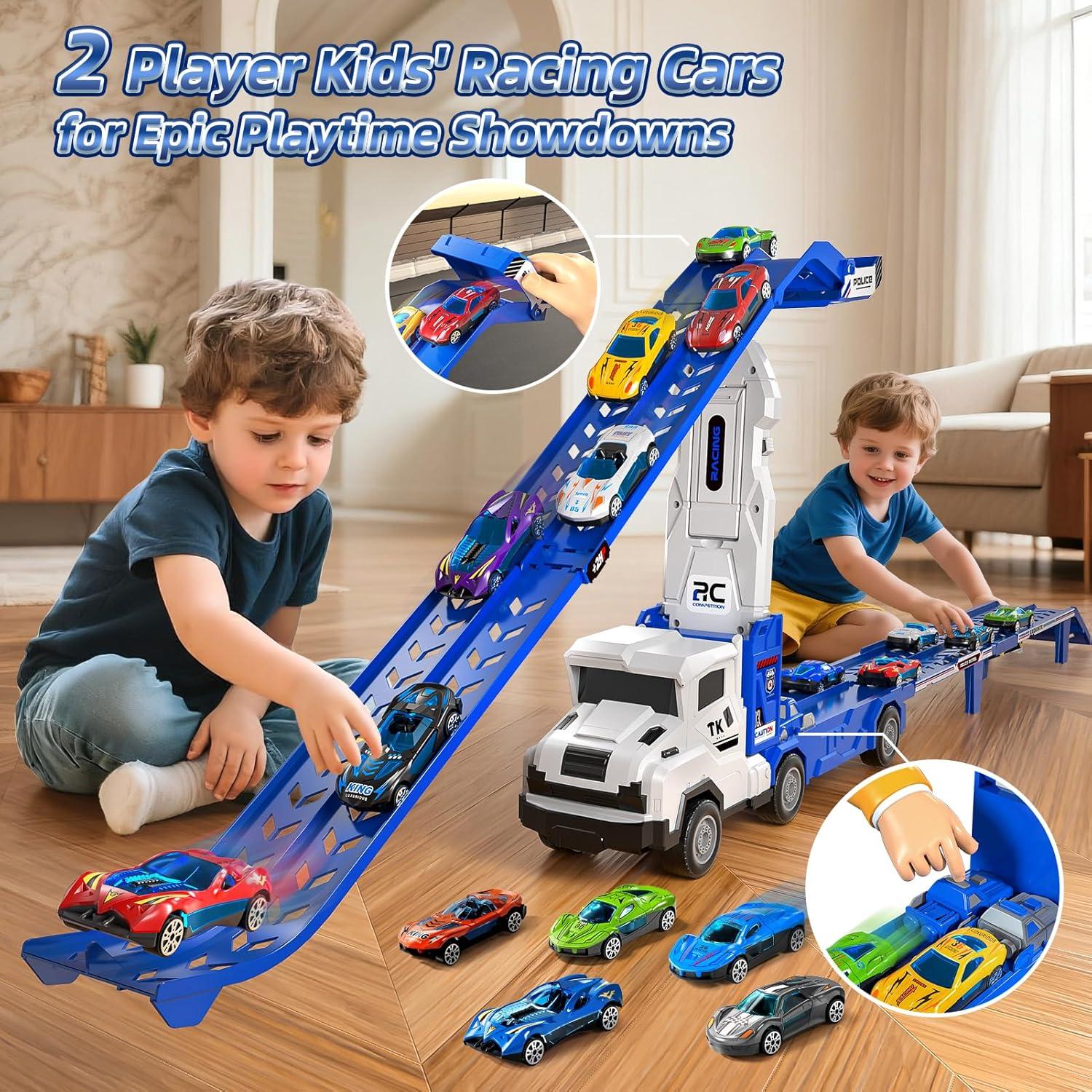 Set de Juguetes de Camión de Transporte Weican con 12 Coches