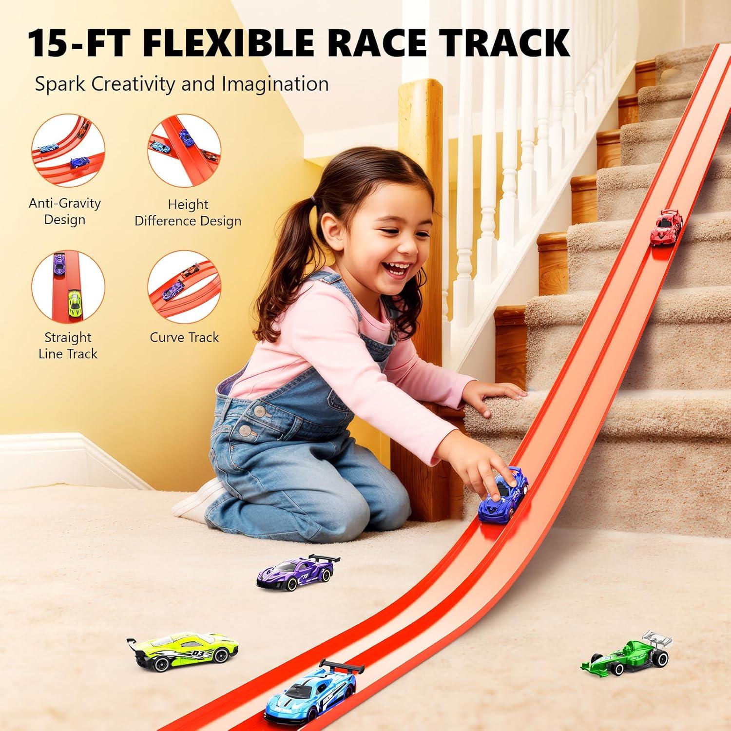 Pista de Carreras Flexible 4.57m con 8 Autos Hot Wheels