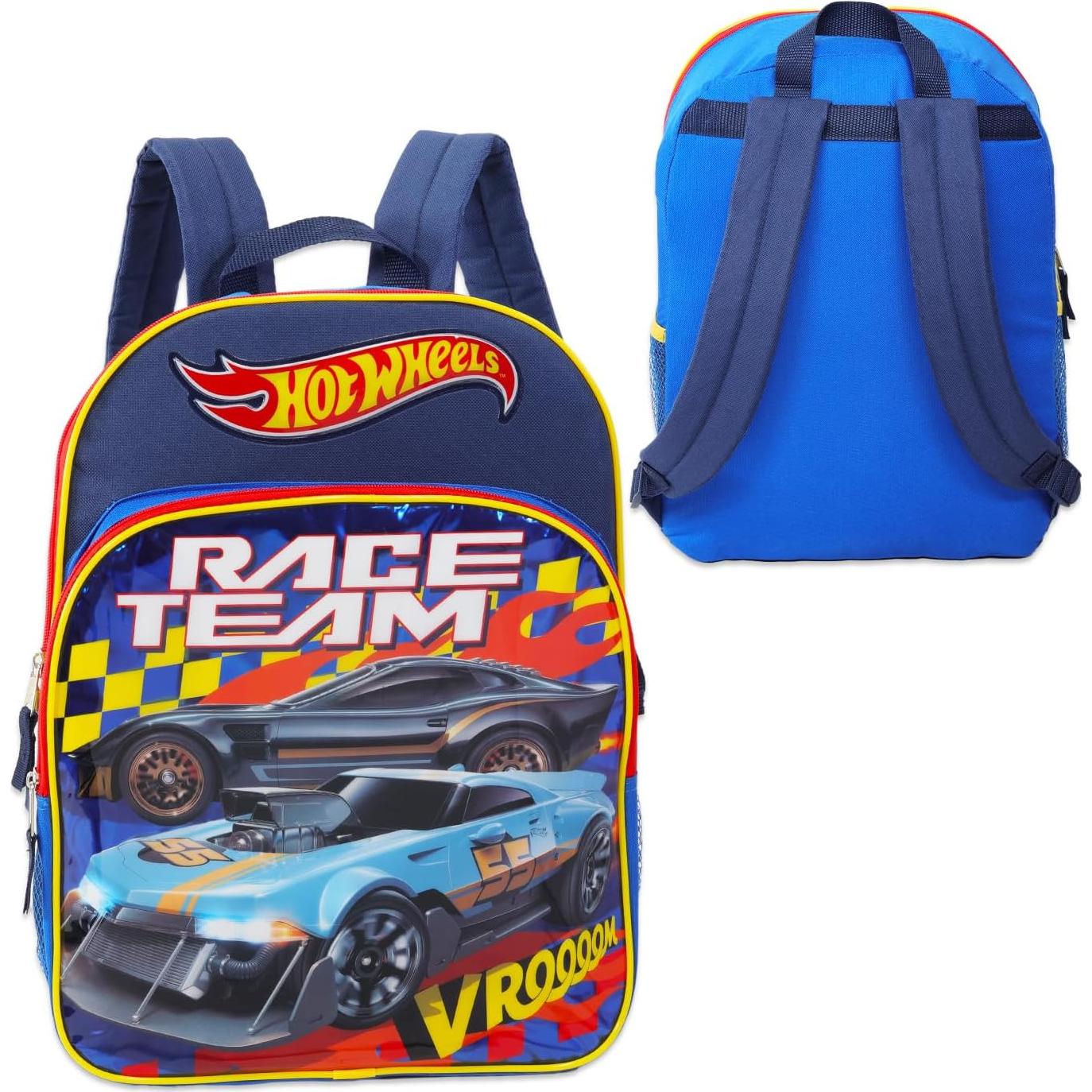Mochila Escolar Hot Wheels Deluxe 40.64 cm + Botella y Stickers