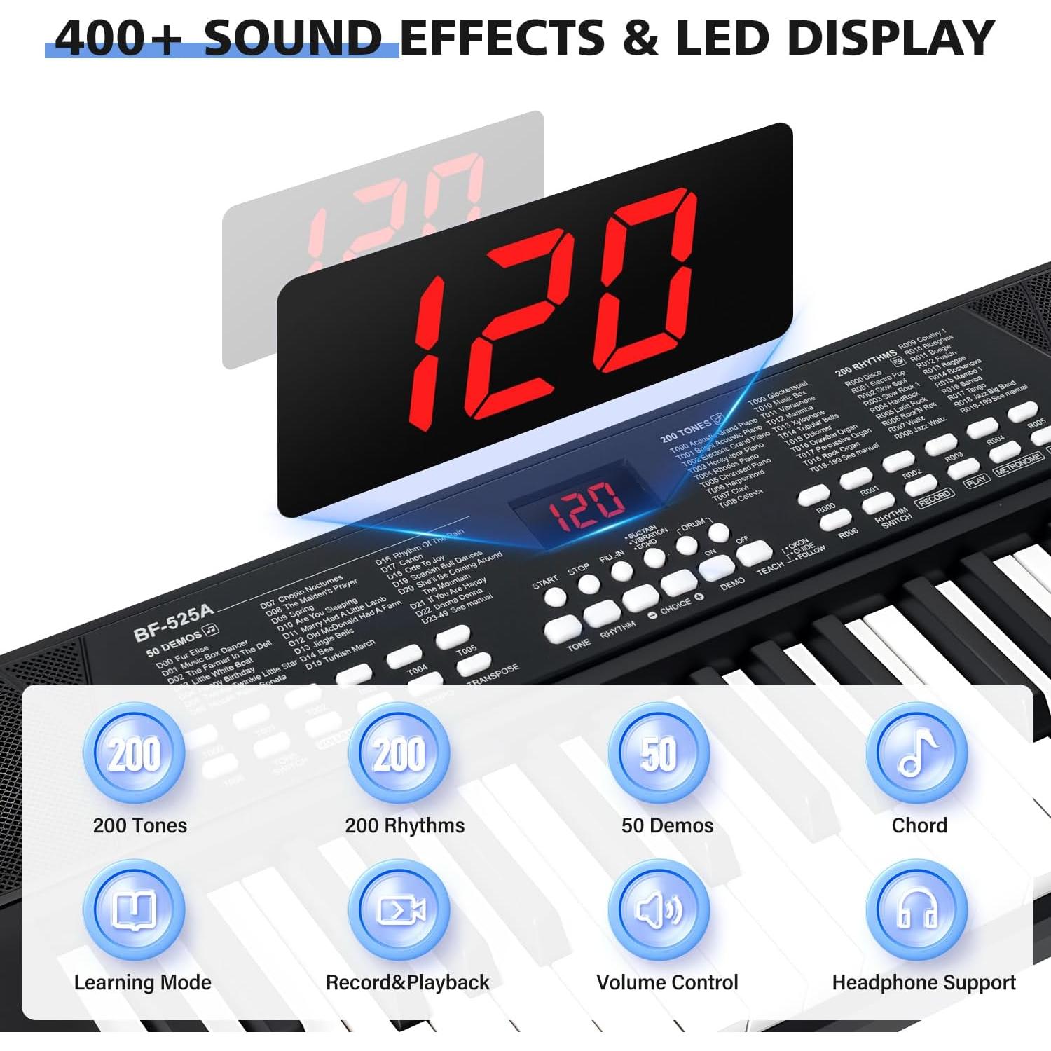 Teclado Electrónico MusicForset 37 Teclas Recargable LED