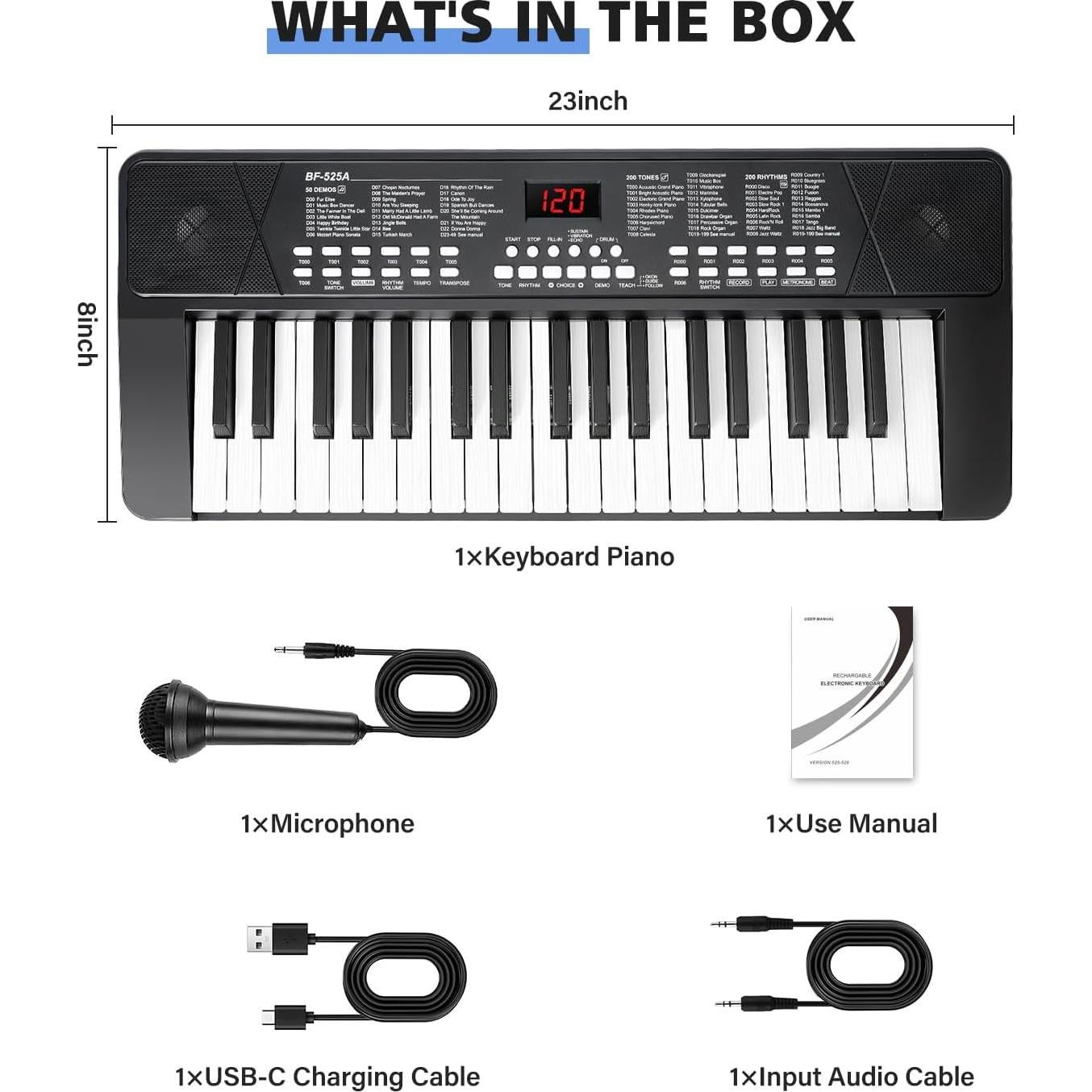 Teclado Electrónico MusicForset 37 Teclas Recargable LED
