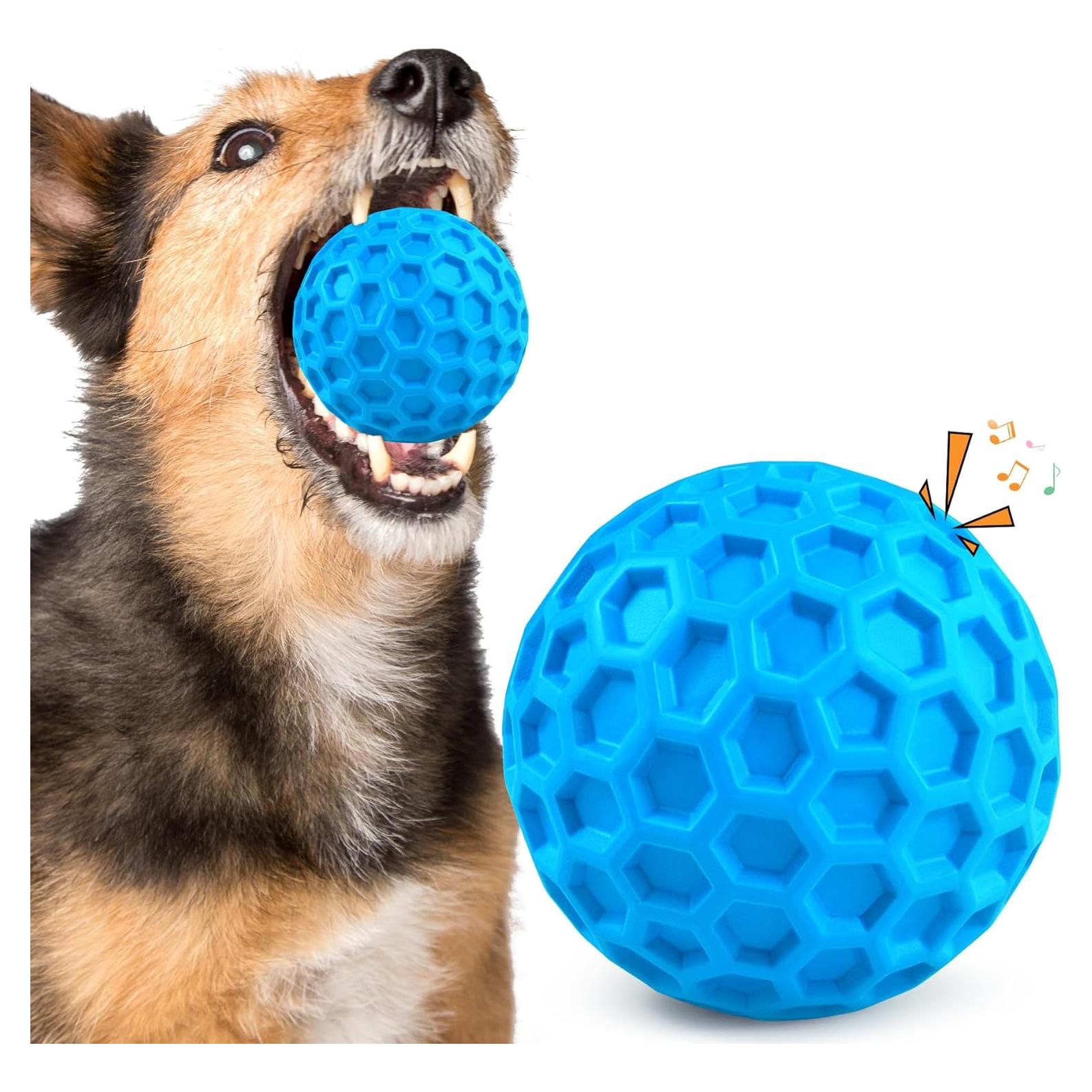 Pelota Squeaky para Perros ZRIFAQESW 8cm Indestructible Azul