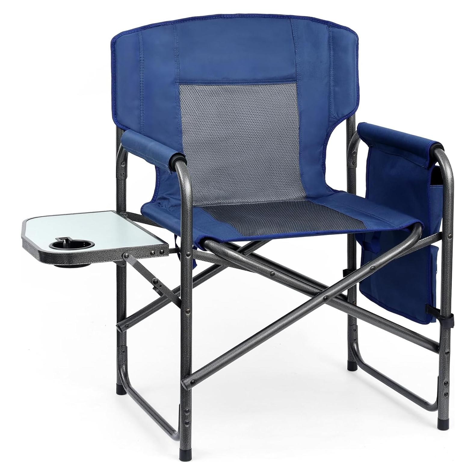 Silla de Camping Yestomo Plegable con Mesa Lateral Azul