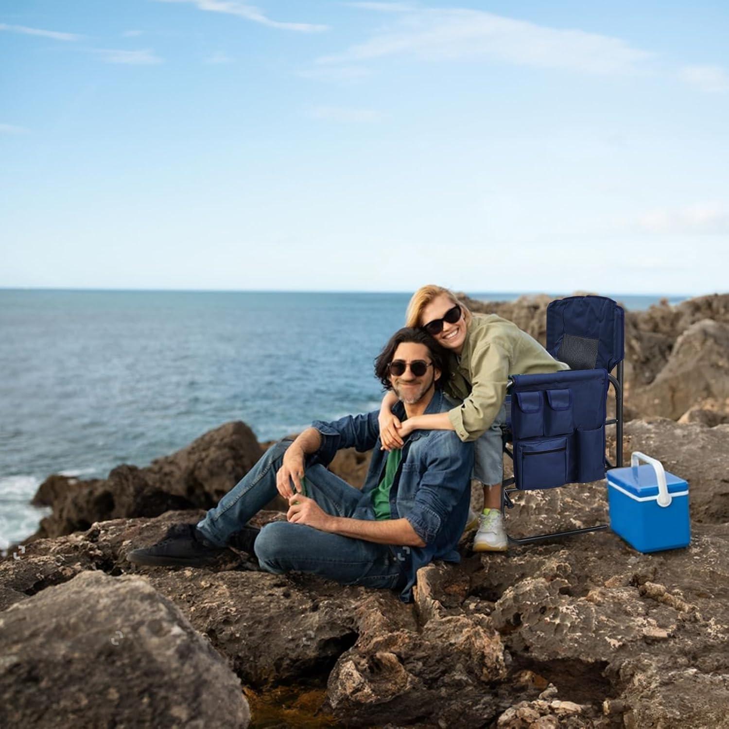 Silla de Camping Yestomo Plegable con Mesa Lateral Azul